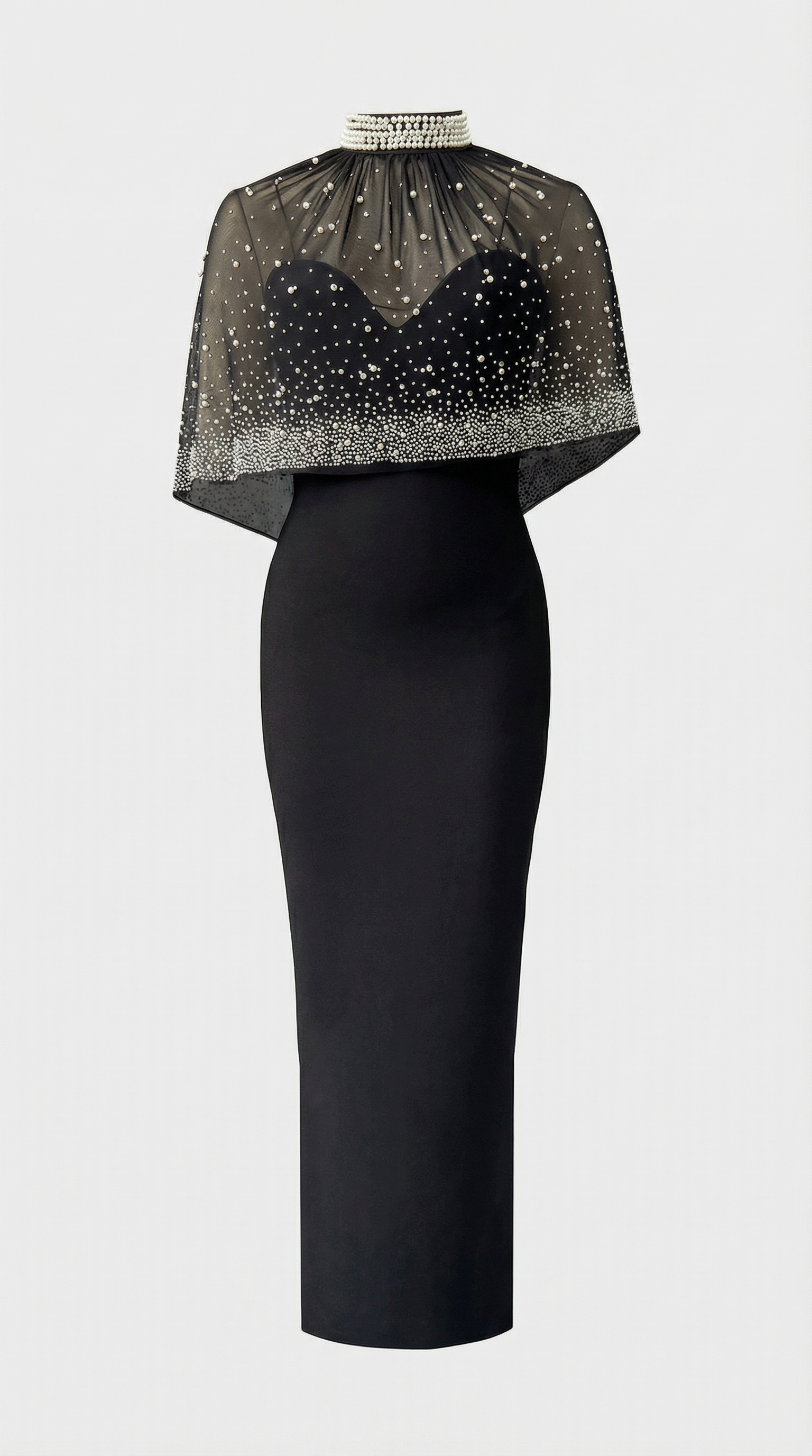 Kami - Perlenverziertes Cape Maxikleid