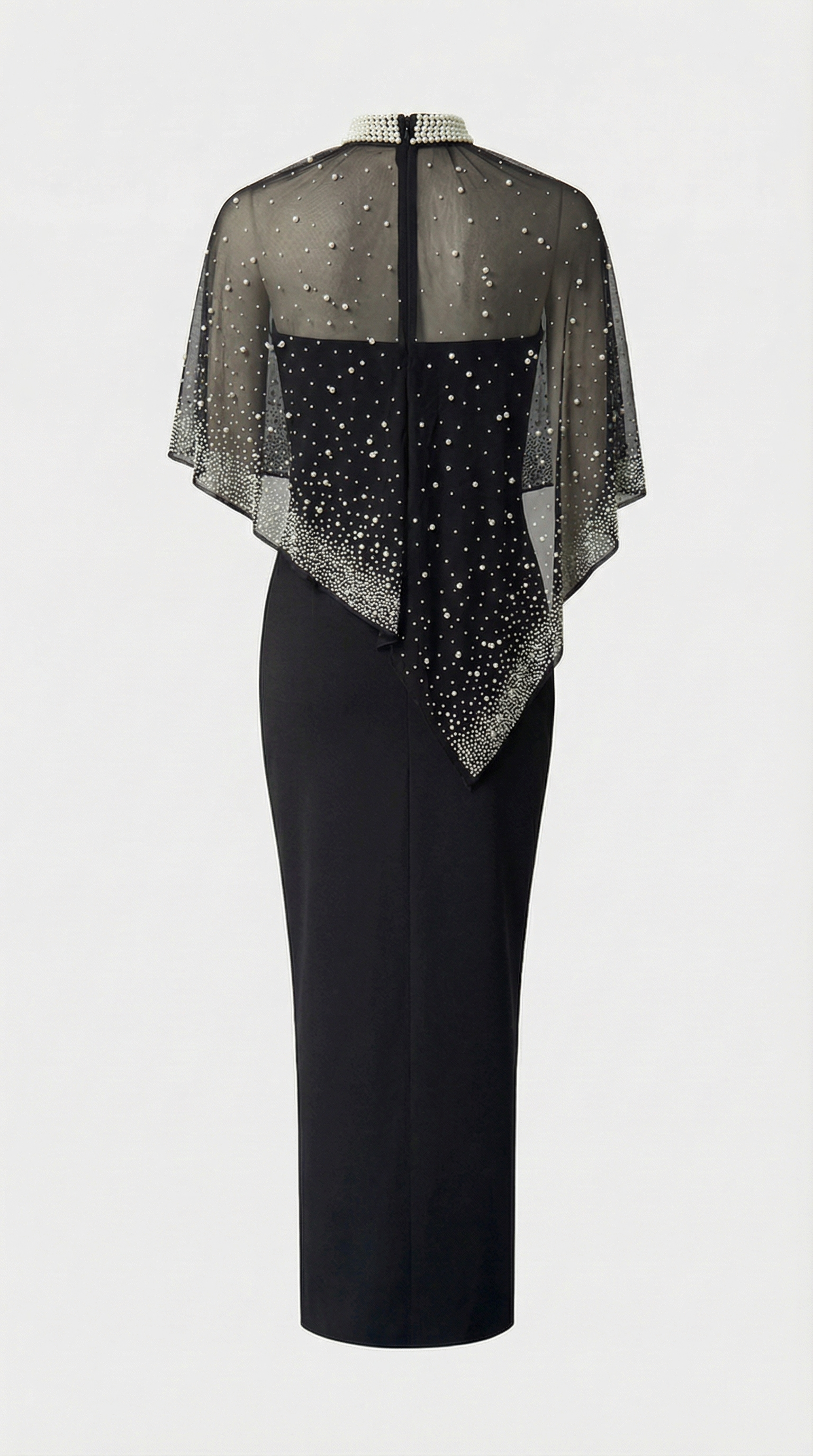 Kami - Perlenverziertes Cape Maxikleid