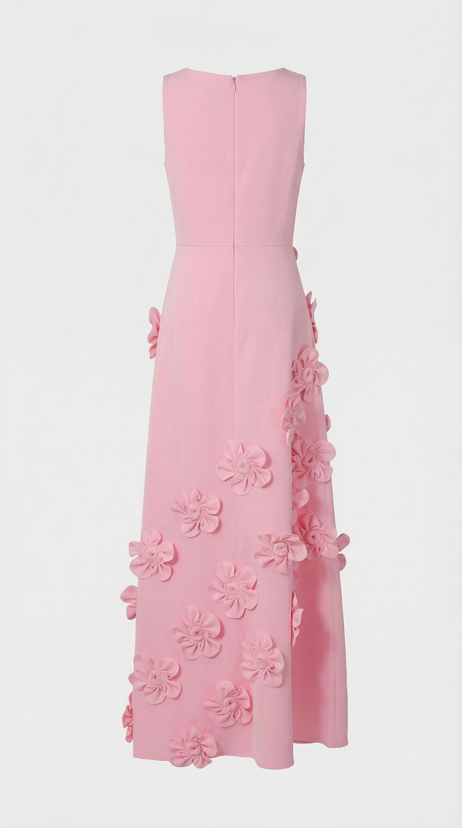 Dotta - 3D Floral Appliqué Sleeveless Maxi Dress Pink
