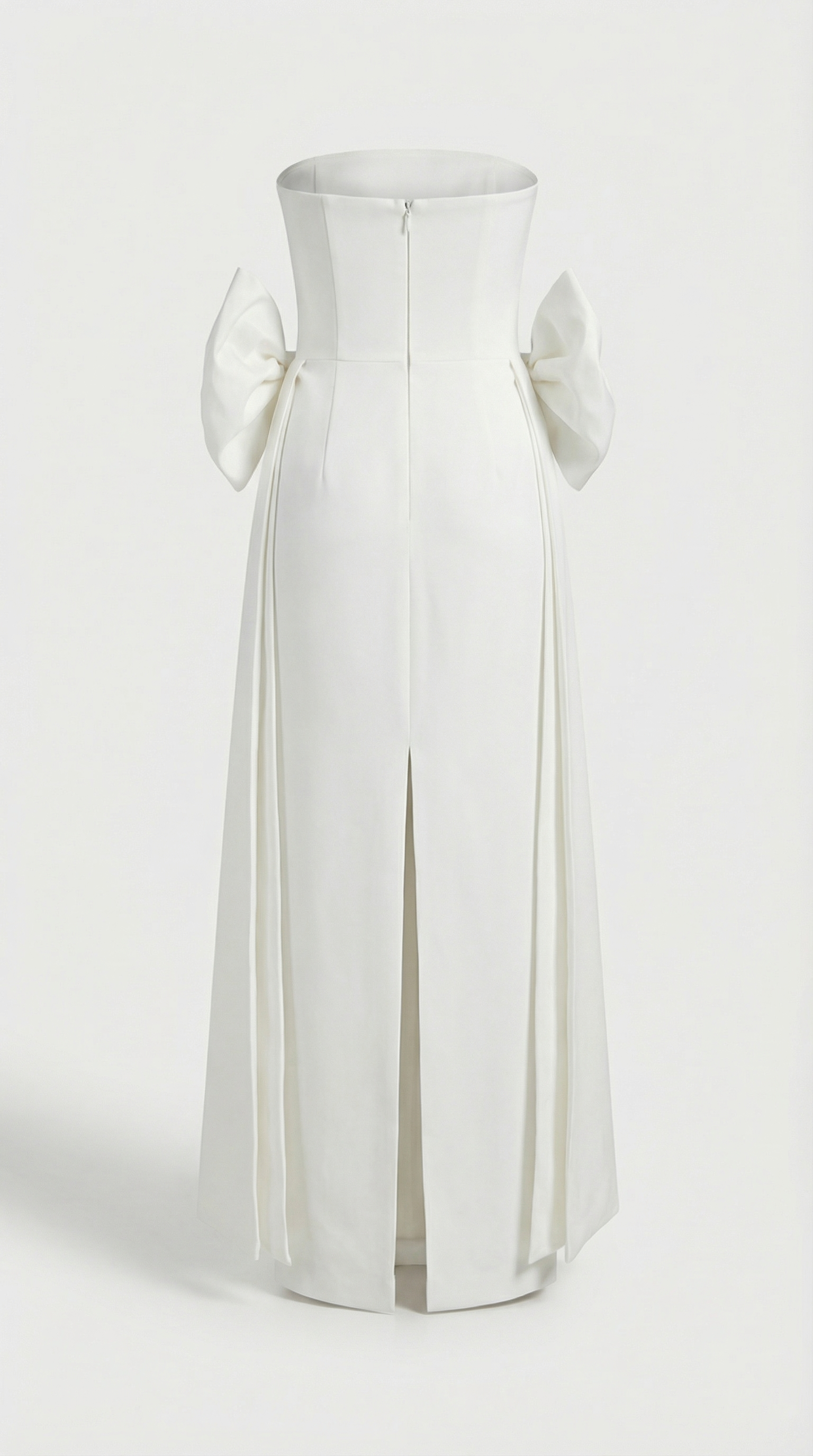 Keli - Dreifach-Schleifen trägerloses Säulen-Maxikleid Weiß