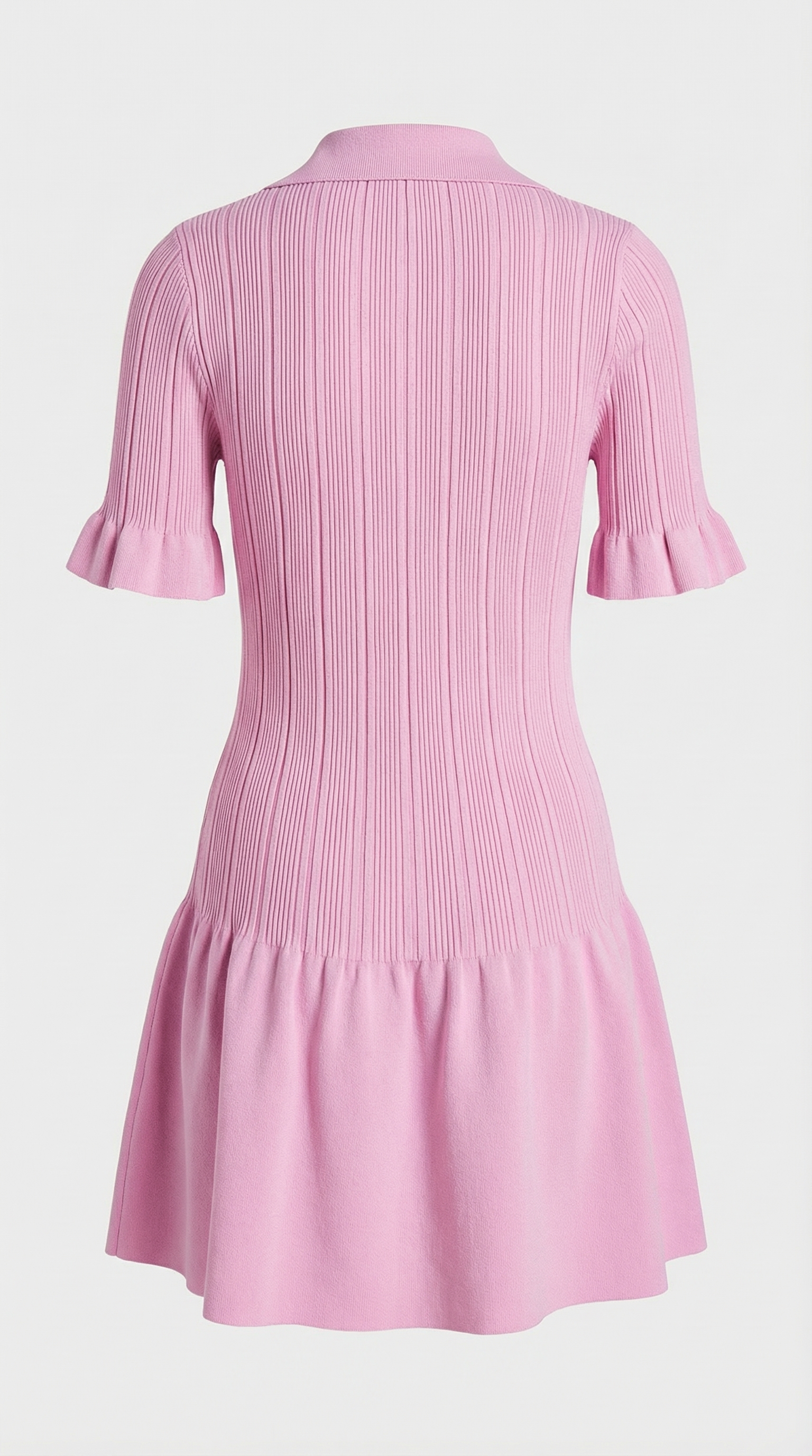 Riri - Geripptes Strick Polo Mini-Kleid