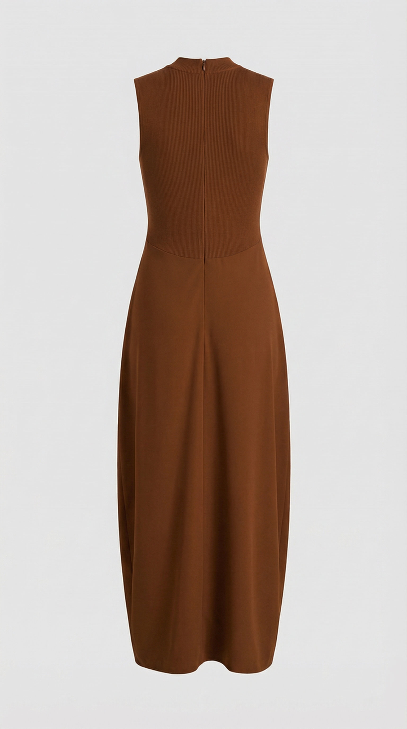 Alara - Keyhole-Detail Mixed Media Maxi Dress Brown