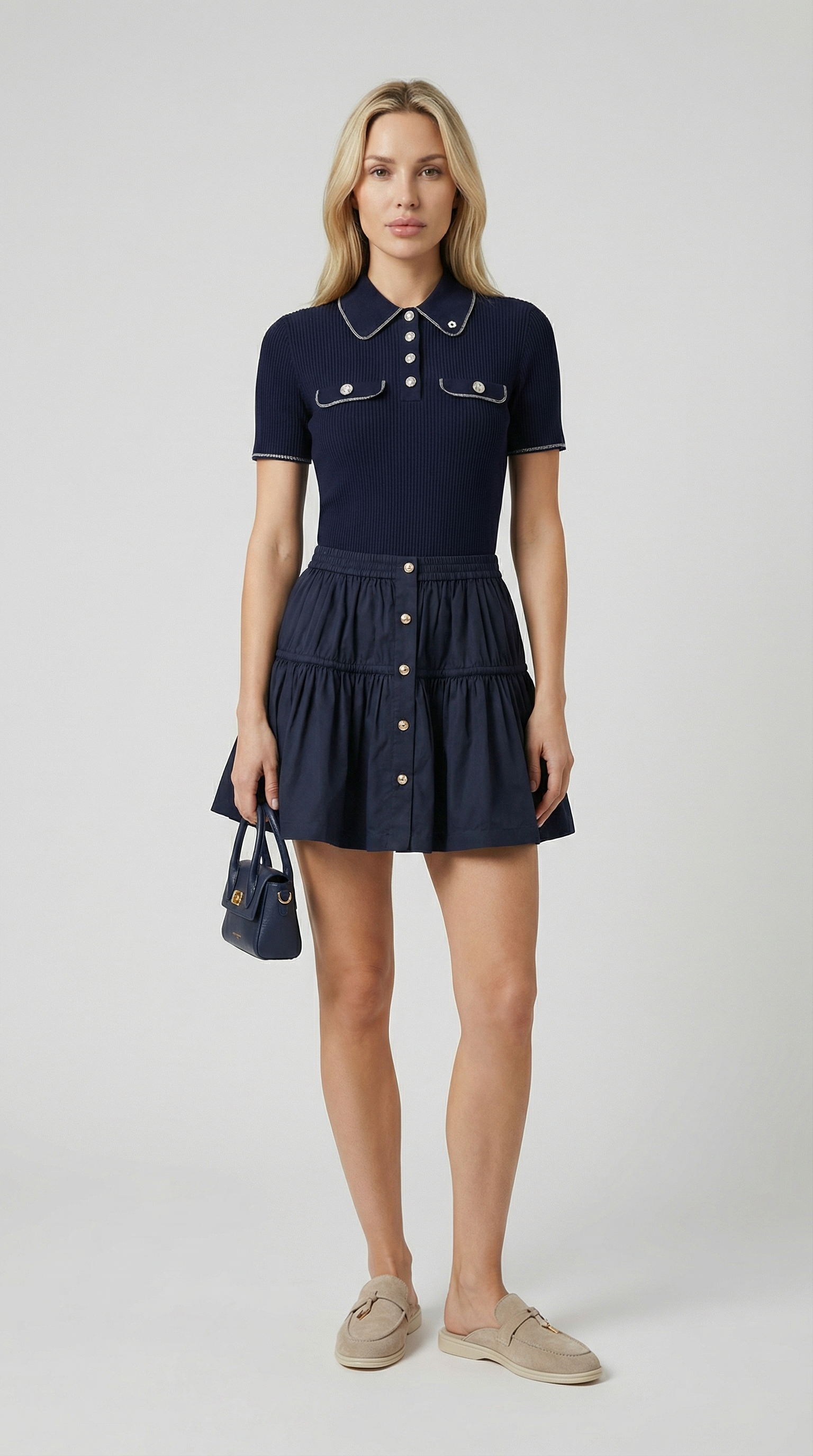 Evi - Tiered Button-Front Mini Skirt