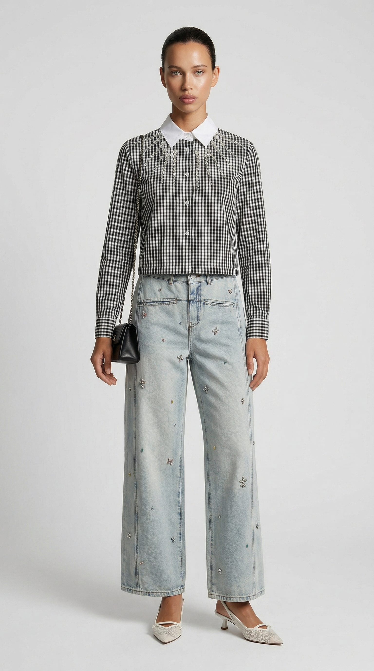 Delo - Crystal-Embellished Gingham Cotton Shirt