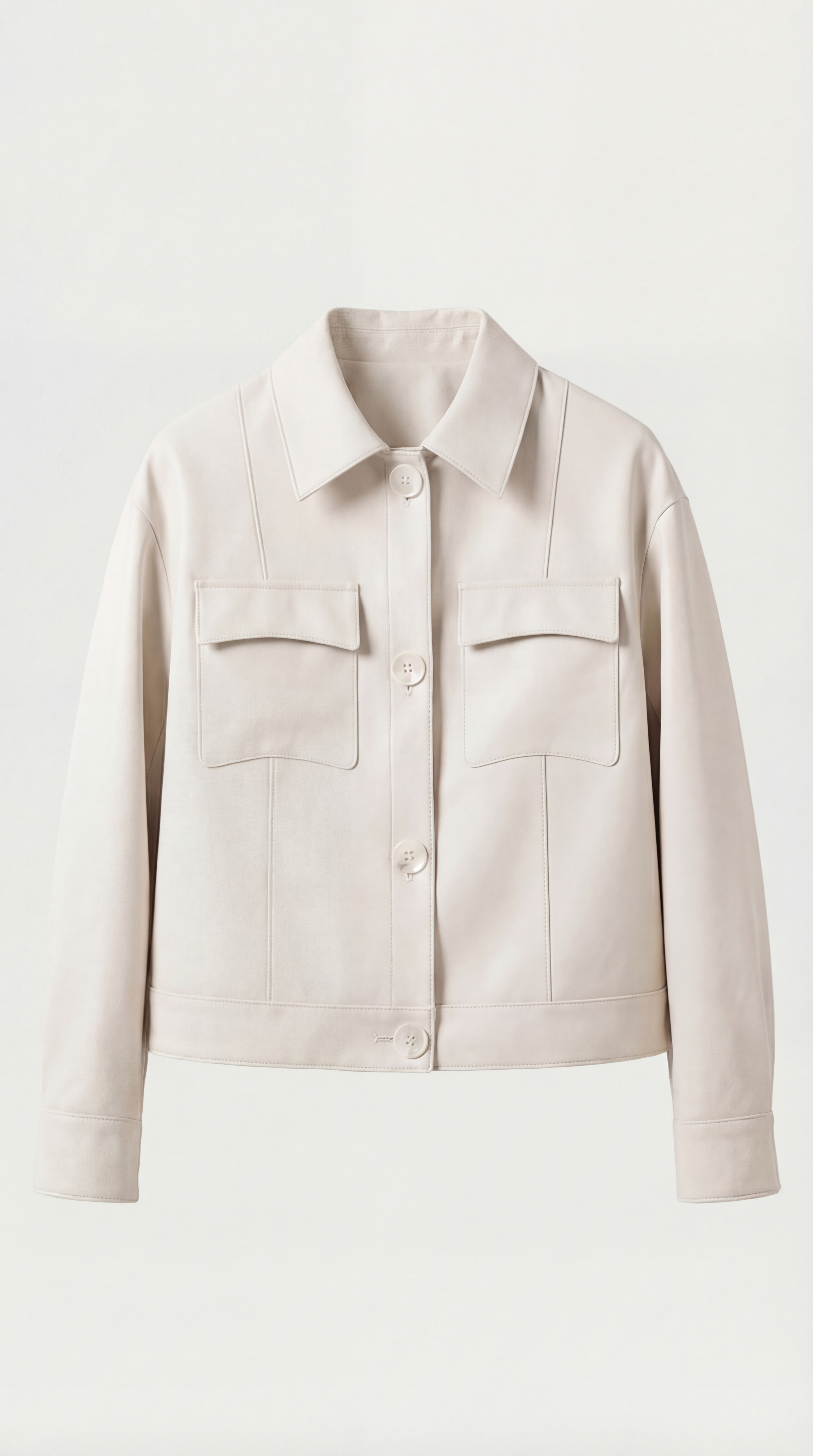 Cela - Chaqueta Corta de Cuero Genuino con Cuello Cuadrado Blanca