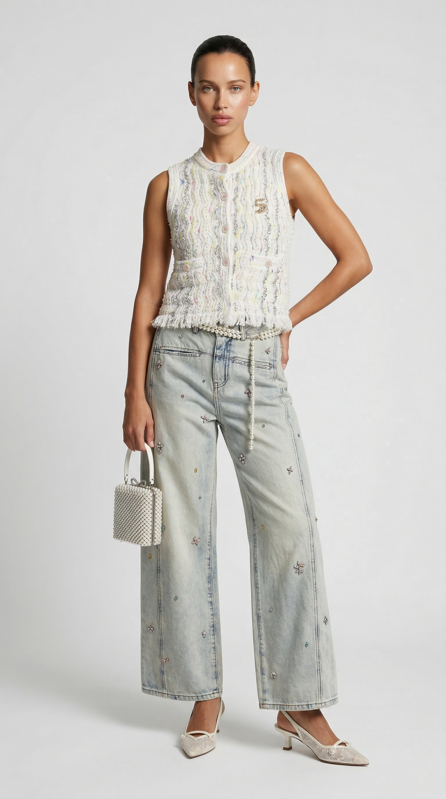 Dana - Crystal-Embellished Wide-Leg Jeans