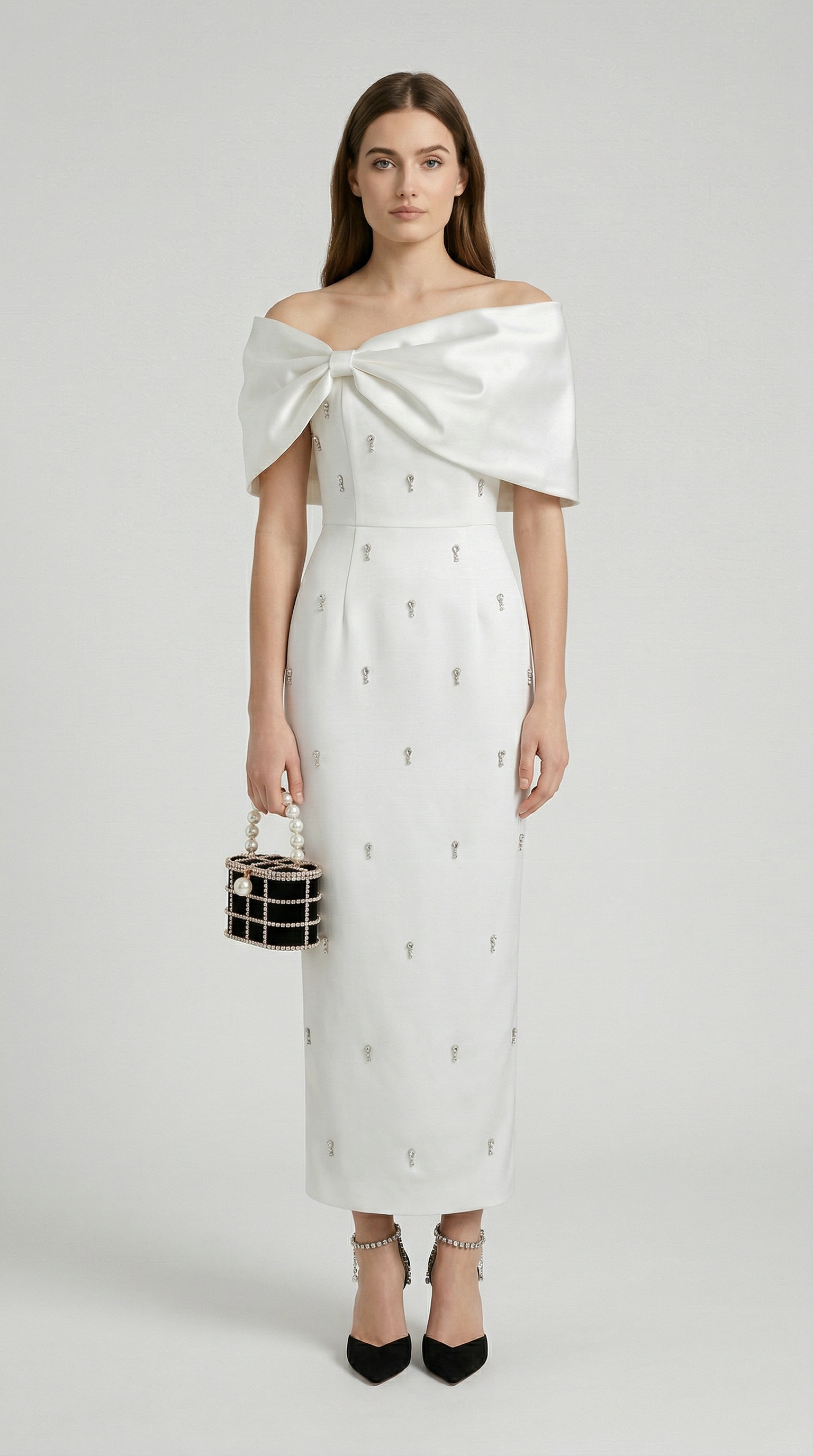Tuli - Off-The-Shoulder Bow Maxi Dress White