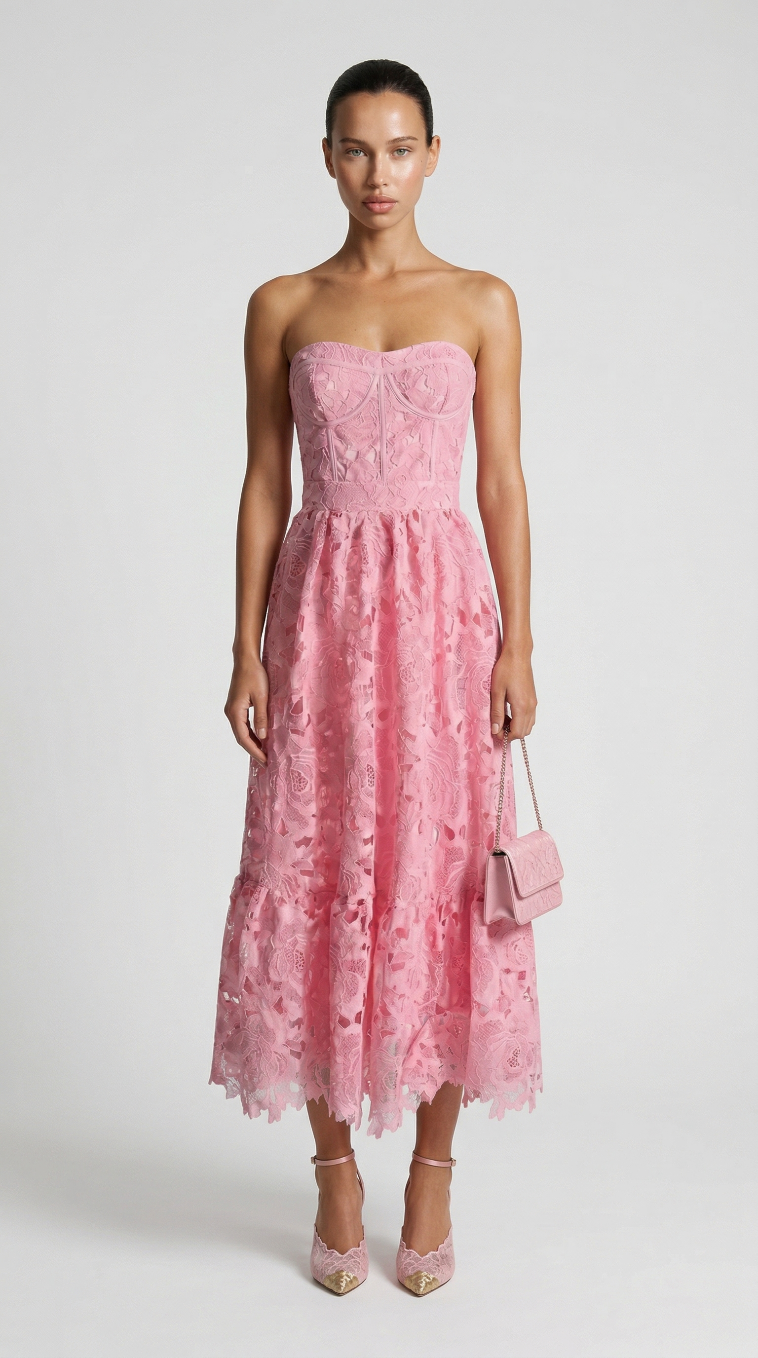 pink guipure lace dress Sleeveless Lace Sheath 6 / Pink