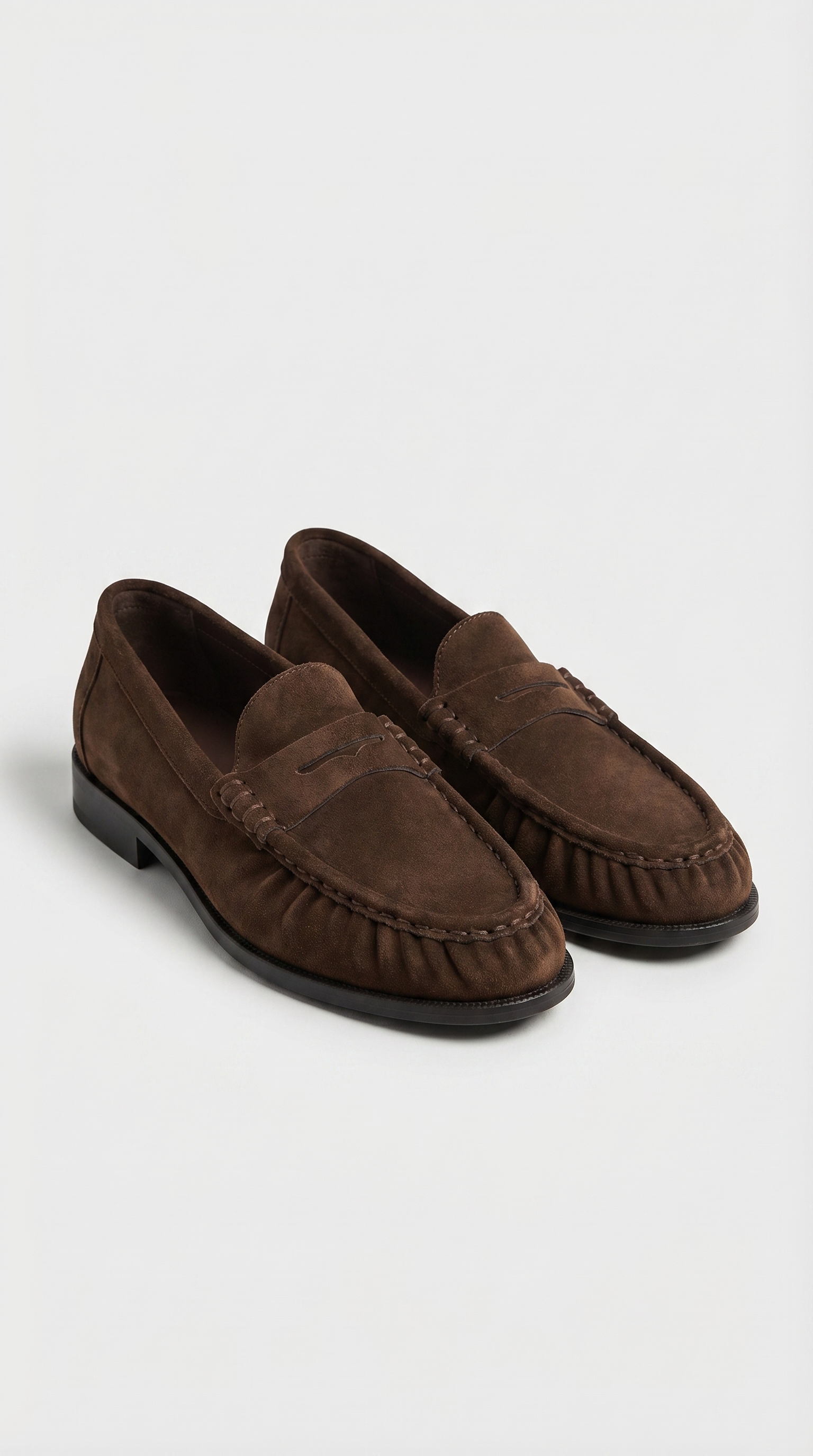 Costas - Ruched Leather & Suede Penny Loafer Brown