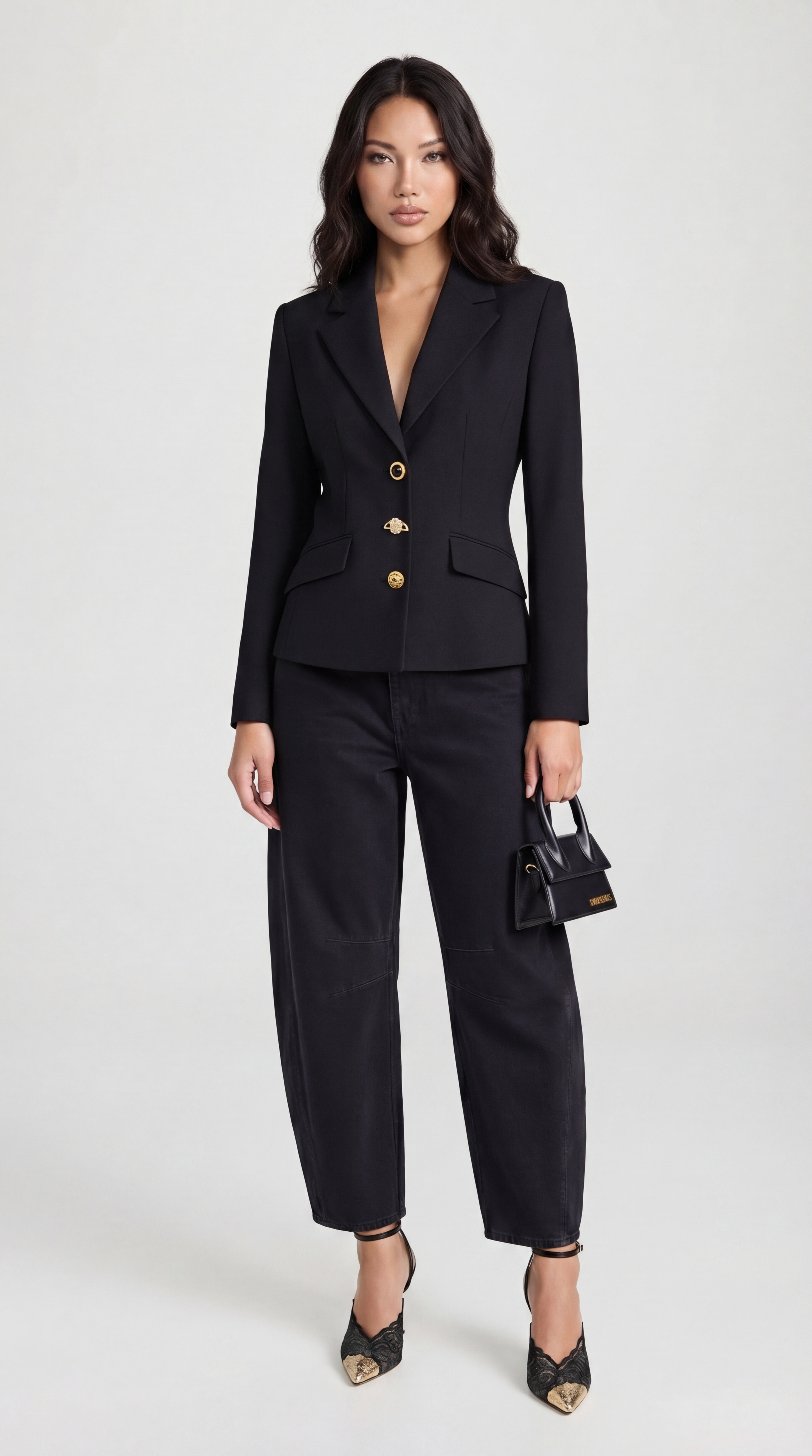 نولا - بليزر نحيف مزين بدانتيل وتطريز