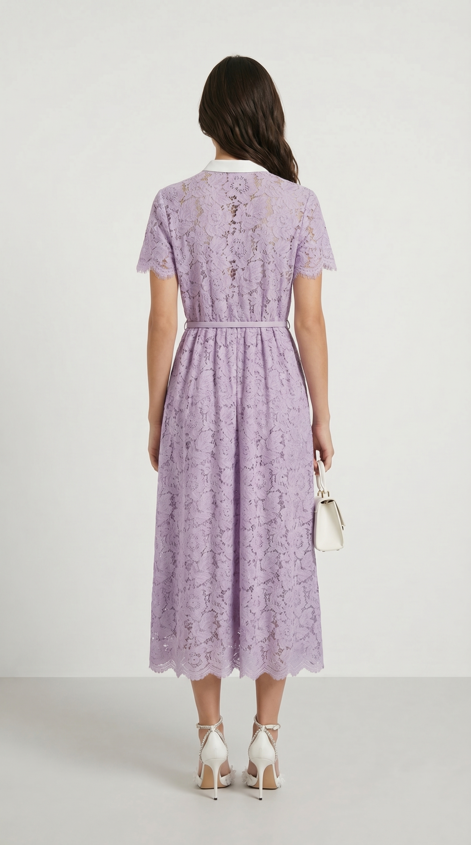 Zalia - Victorian Lace Belted Midi Dress