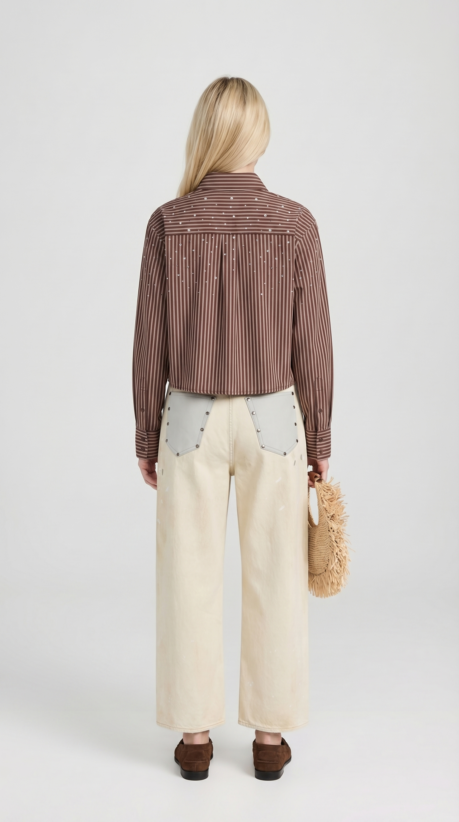 Bita - Cropped Striped Shirt with Paint-Splatter Detail