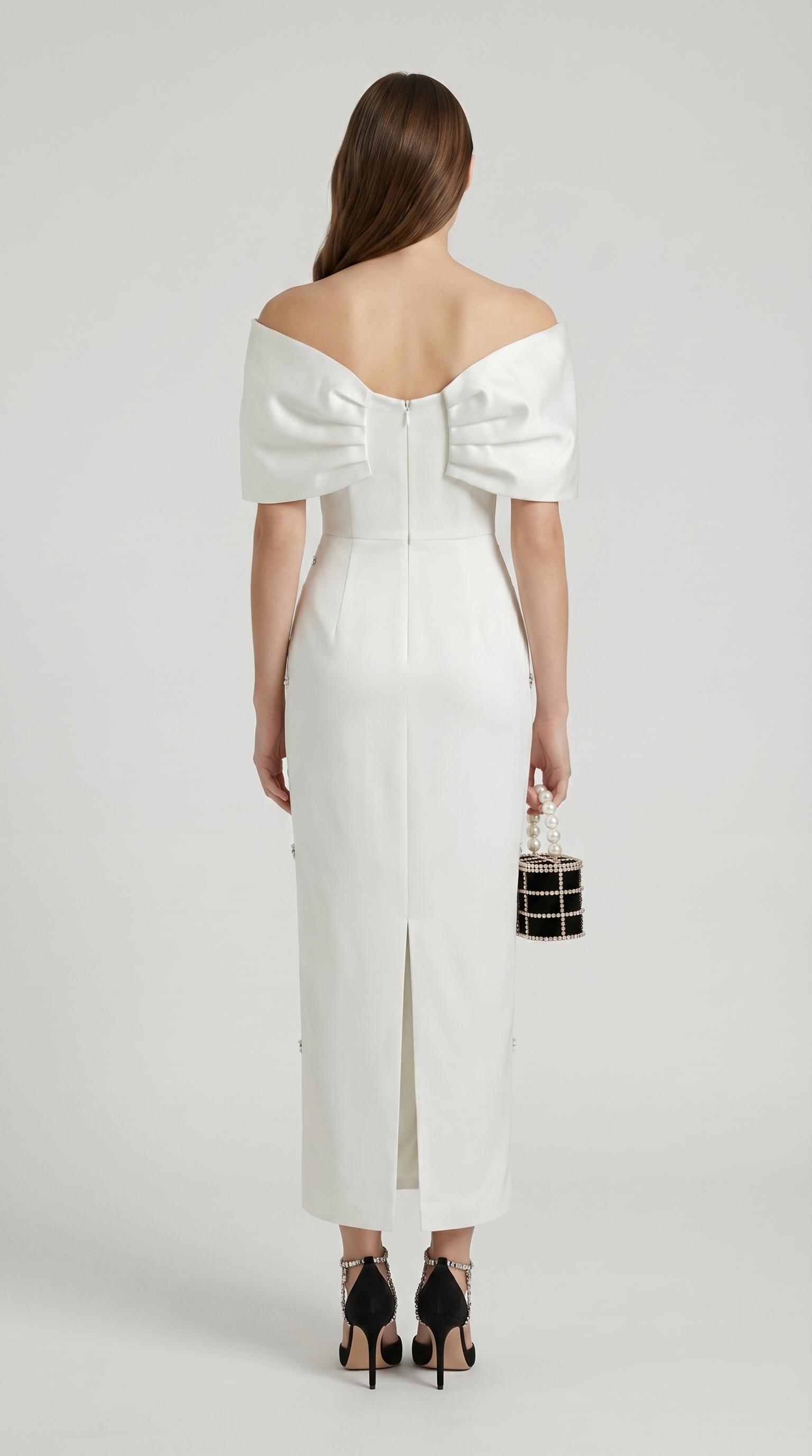 Tuli - Off-The-Shoulder Bow Maxi Dress White