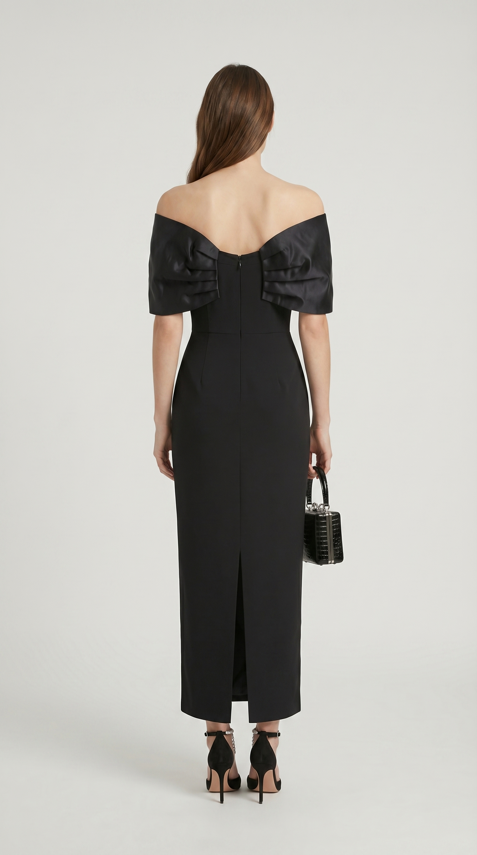 Tuli - Off-The-Shoulder Bow Maxi Dress Black