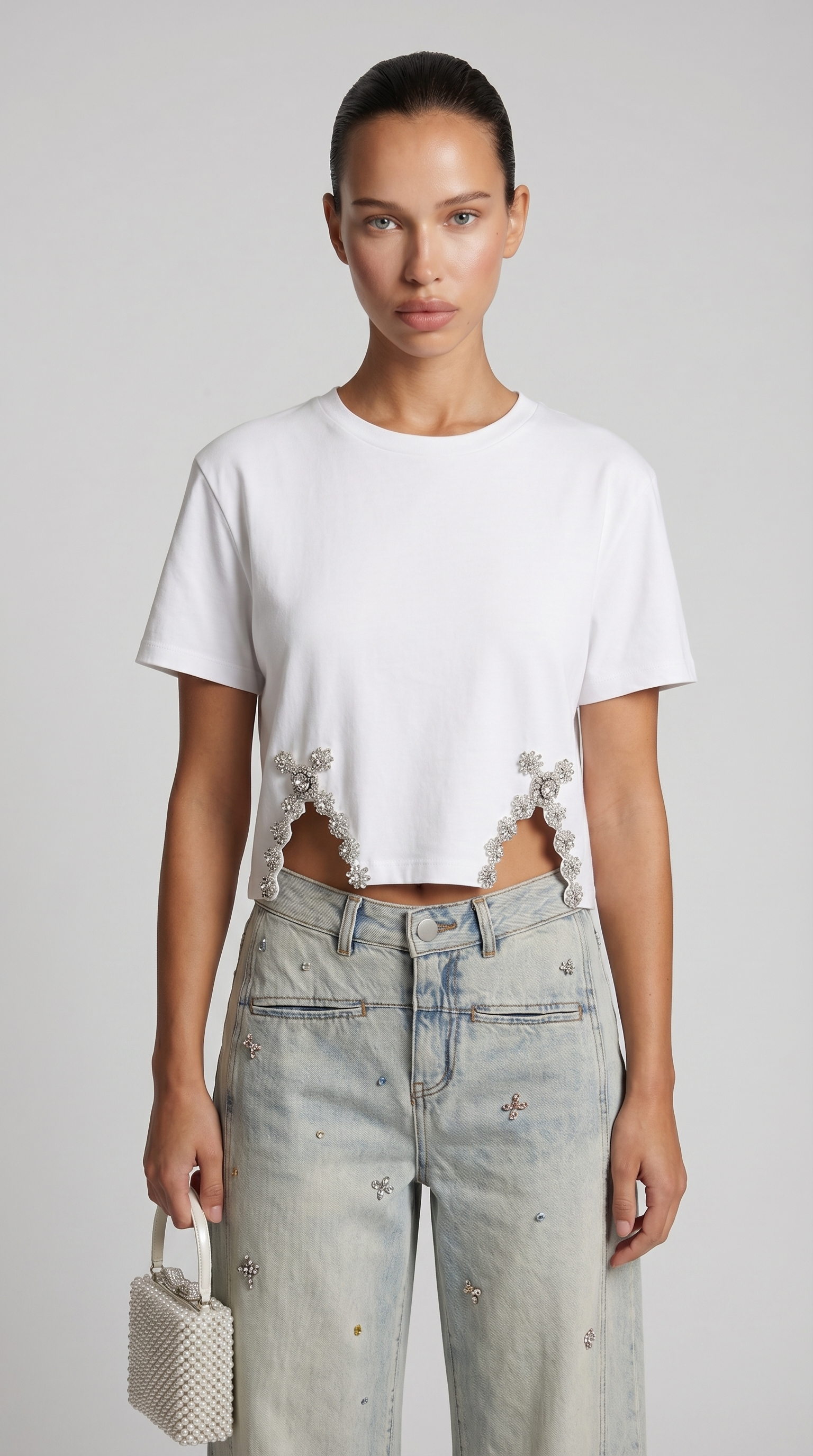 Raba - Crystal-Embellished Cut-Out T-Shirt