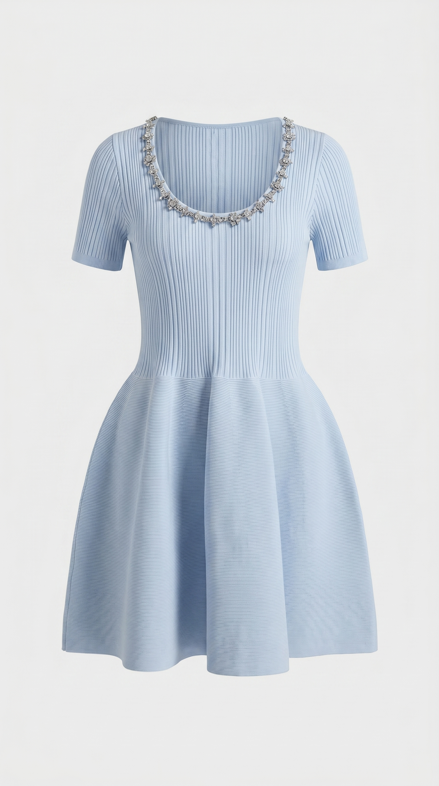 Osla - Crystal-Embellished Ribbed Knit Mini Dress