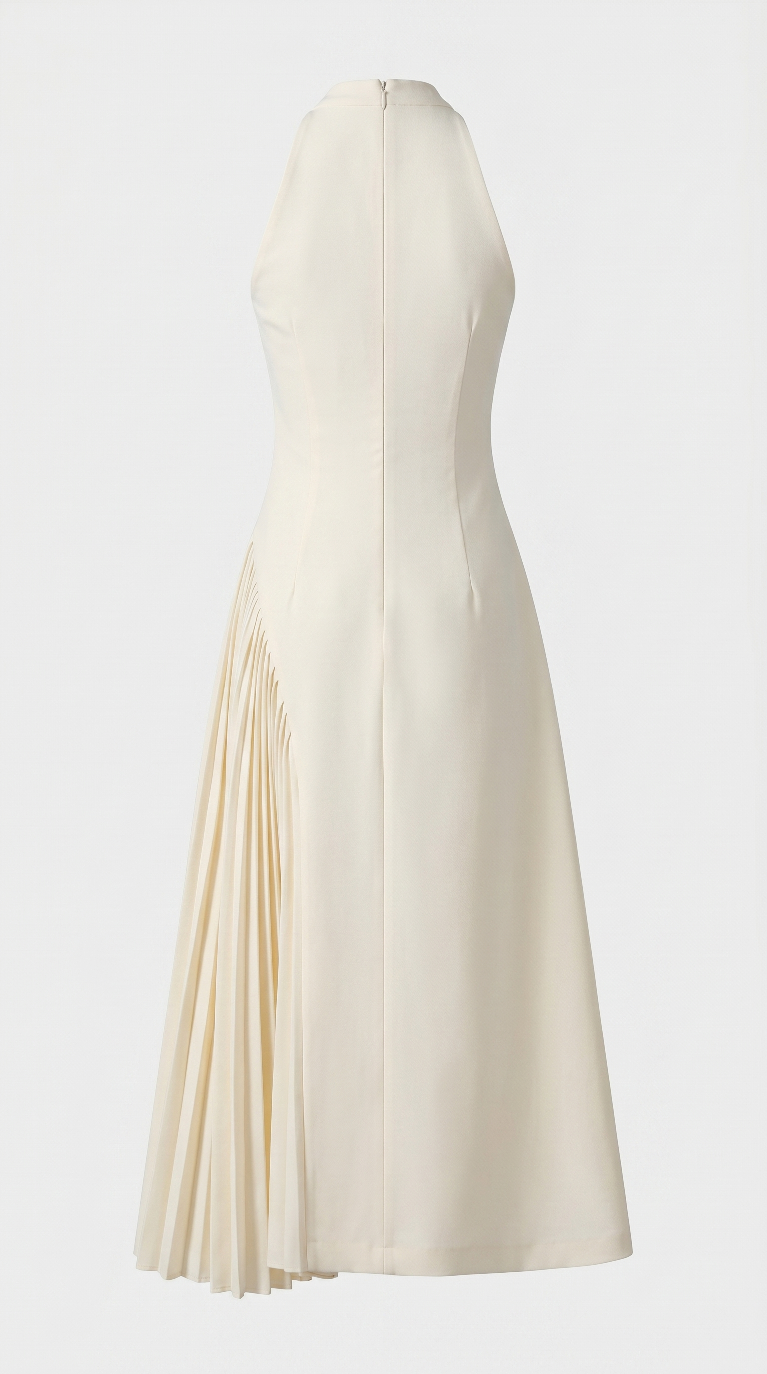 Ota - Pleated Halter Midi Dress with Keyhole Detail