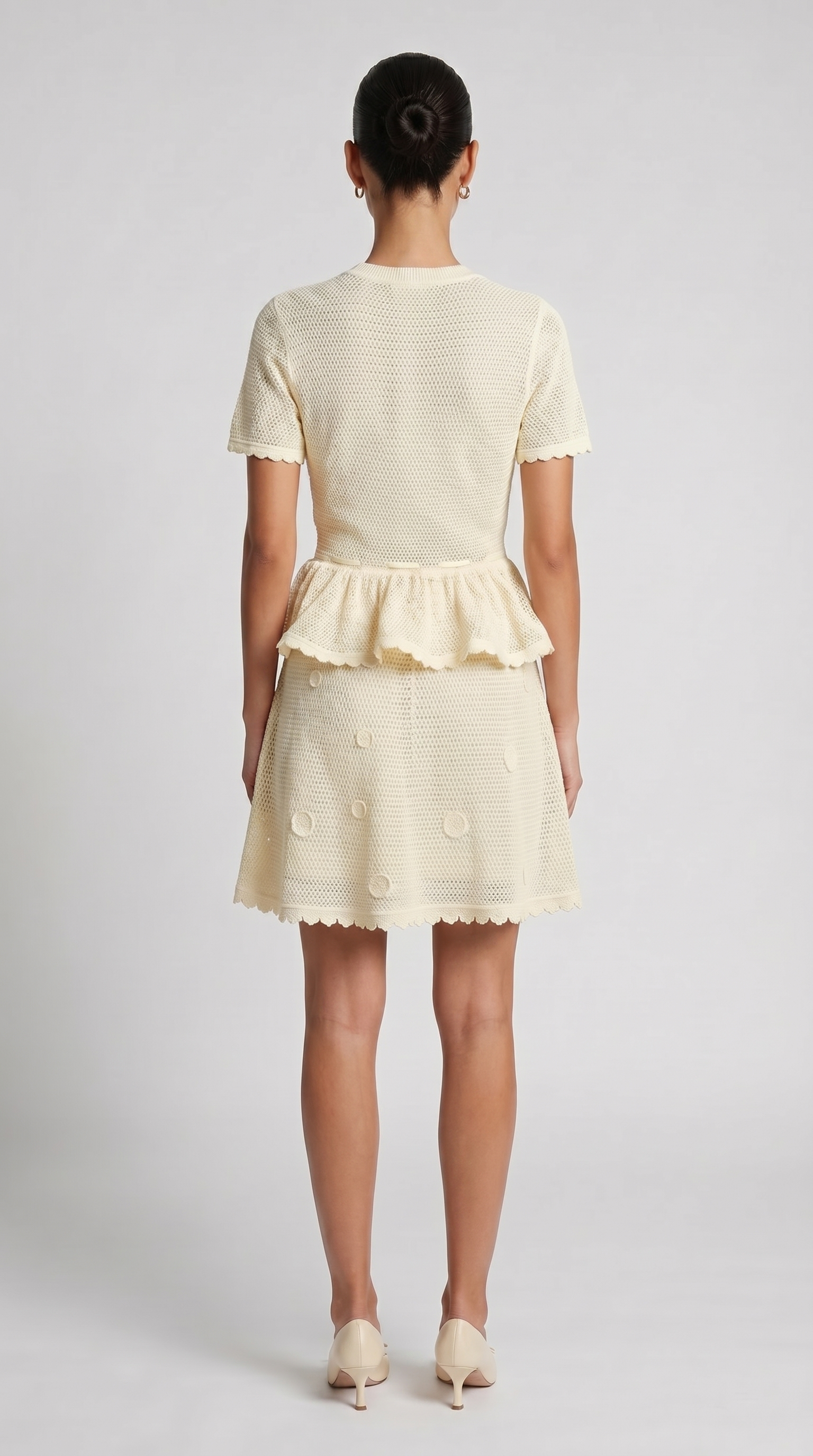 Alsi - 3D Floral-Appliqué Knit Cardigan & Skirt Set