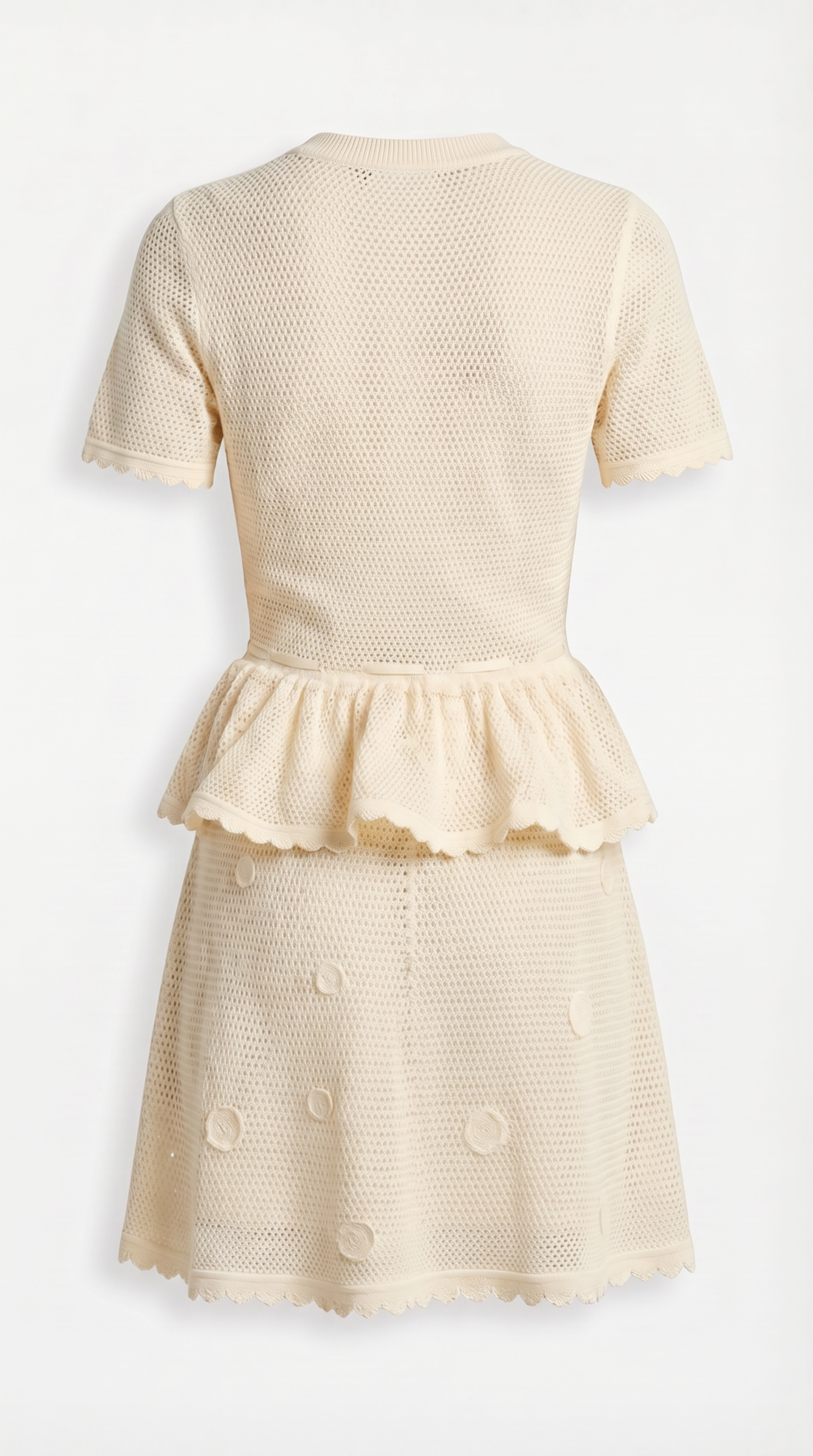 Alsi - 3D Floral-Appliqué Knit Cardigan & Skirt Set