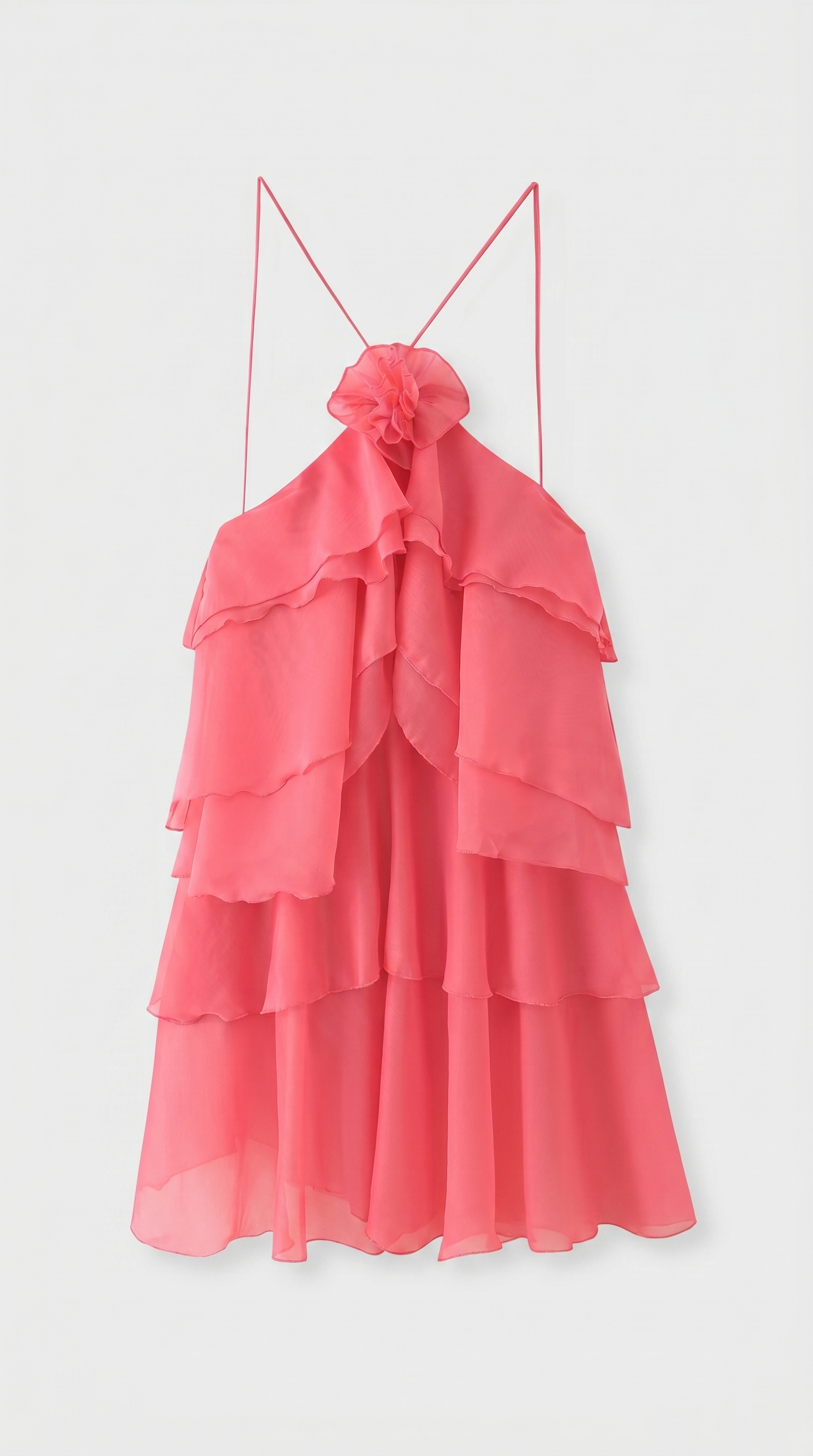Astra - Multi-Tiered Ruffle Halter Mini Dress