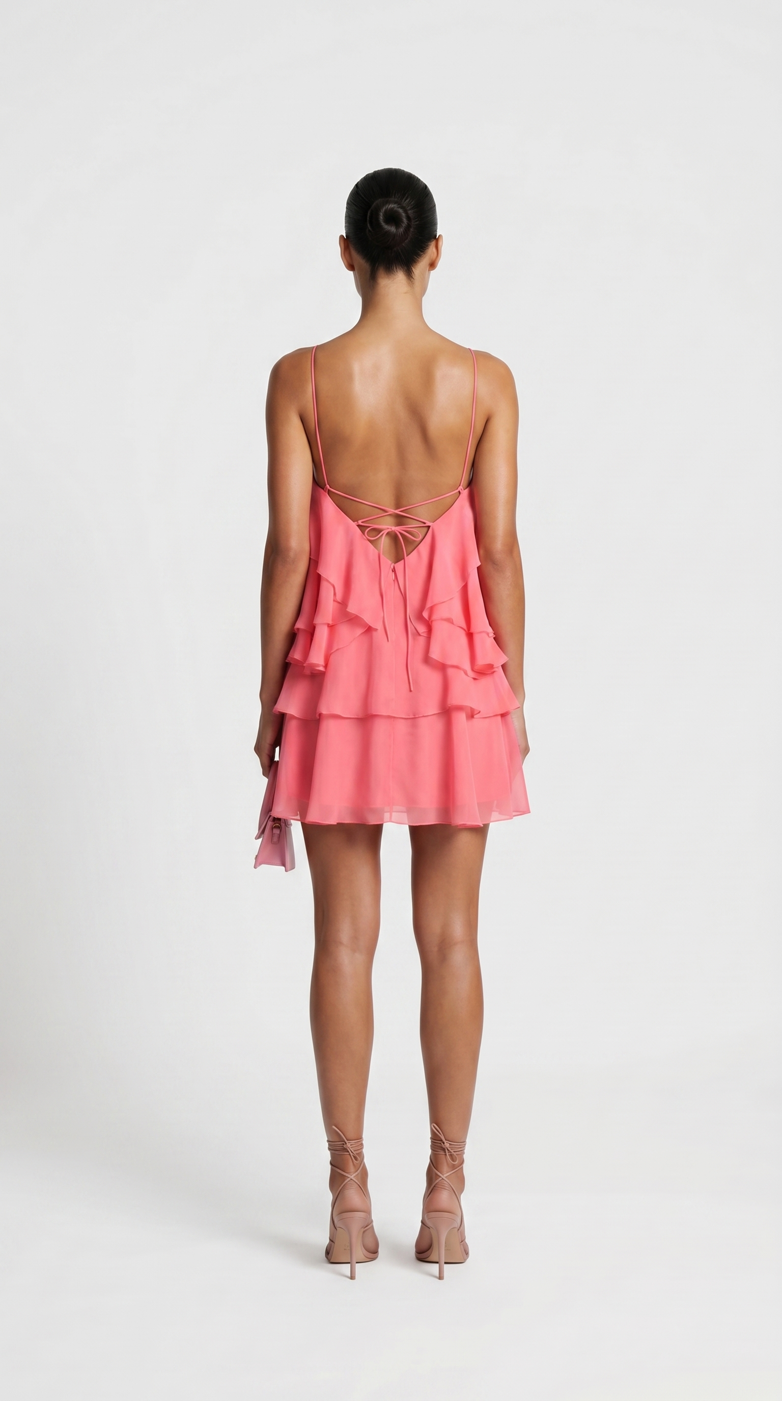 Astra - Multi-Tiered Ruffle Halter Mini Dress