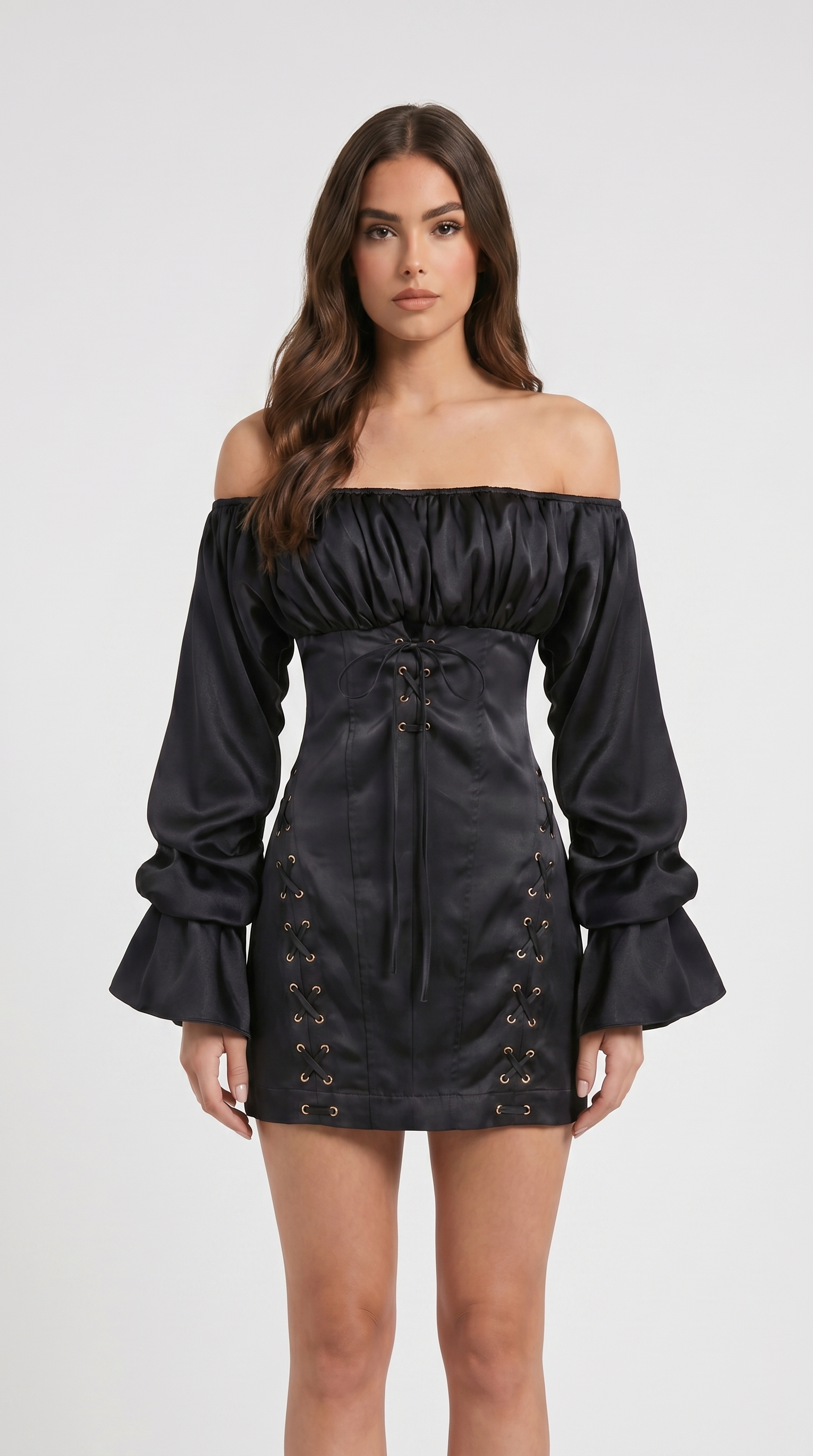 Diana - Gúna Mini Corset Le Lace-Up As an gChoim Dubh