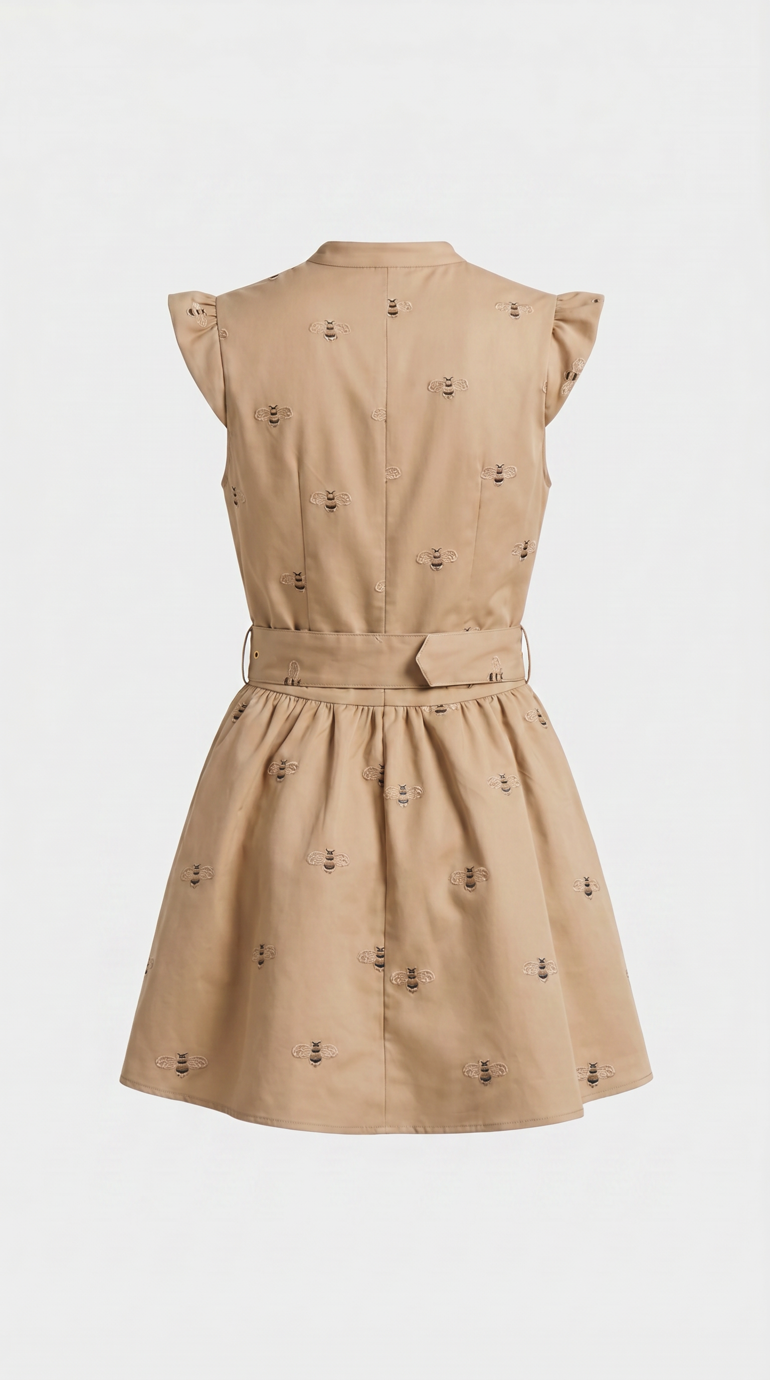 Ostra - Embroidered Bee Utility Mini Dress Khaki