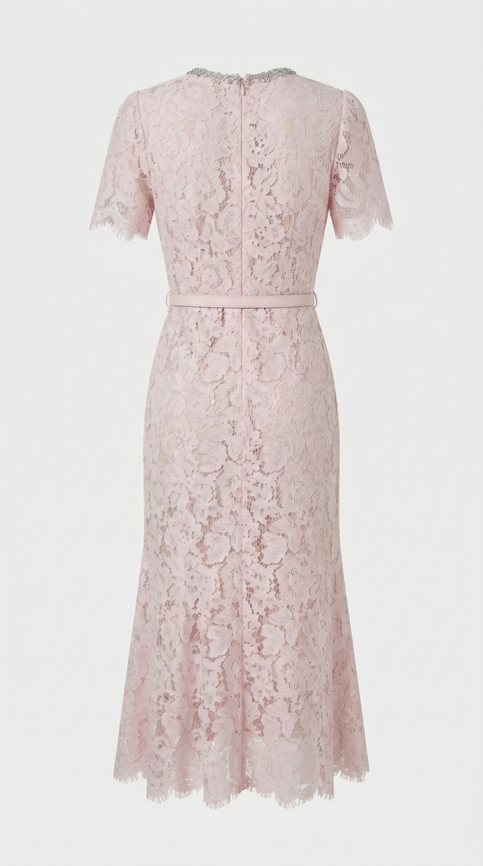 Nory - Elegante Vestido de Noche Rosa con Encaje y Cola de Pescado