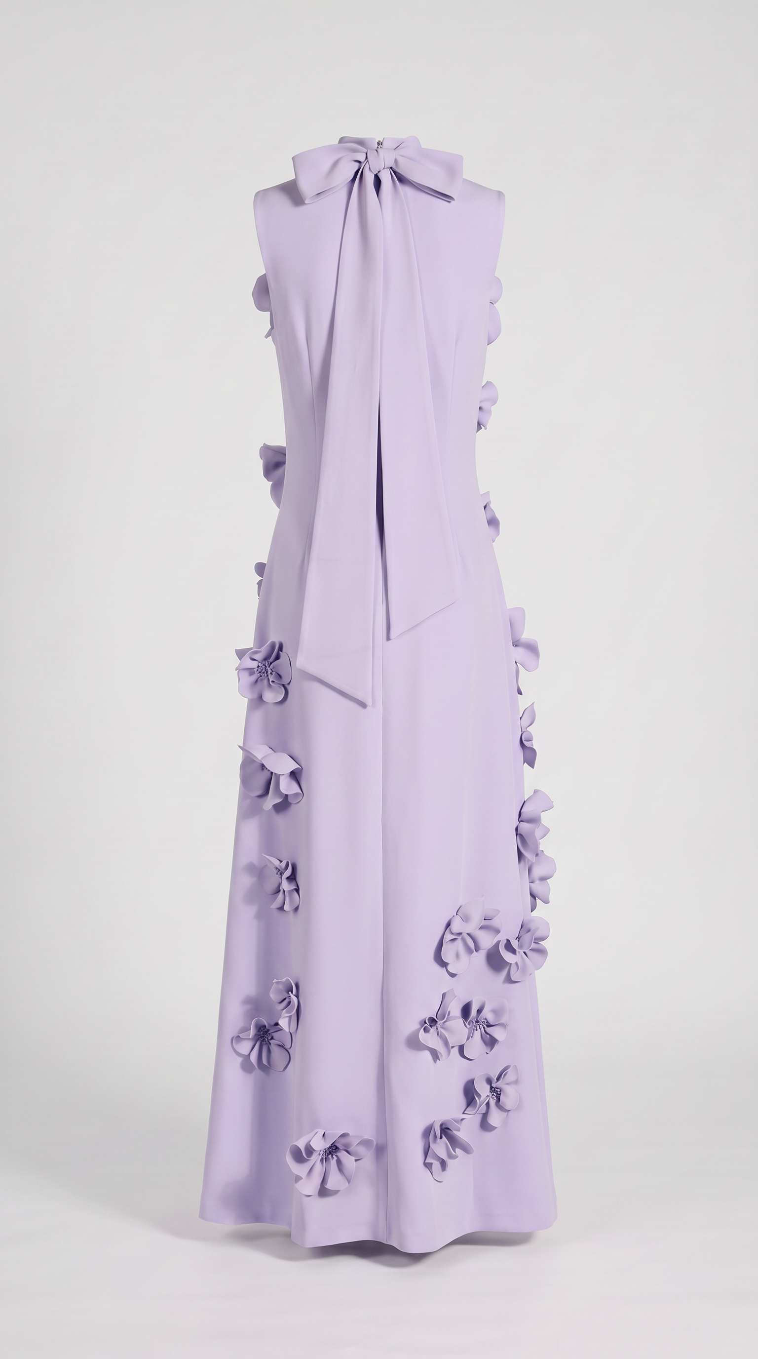 Conta - 3D Floral Appliqué Mock-Neck Maxi Gown Blue