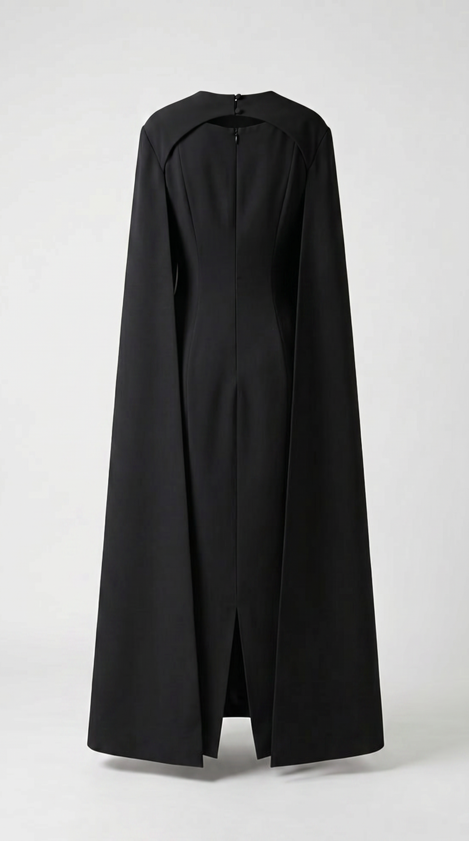 Ama - Minimalist Spliced Shawl Gown Black