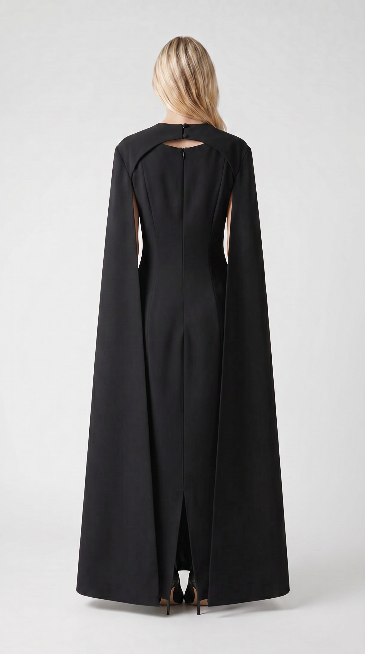 Ama - Minimalist Spliced Shawl Gown Black