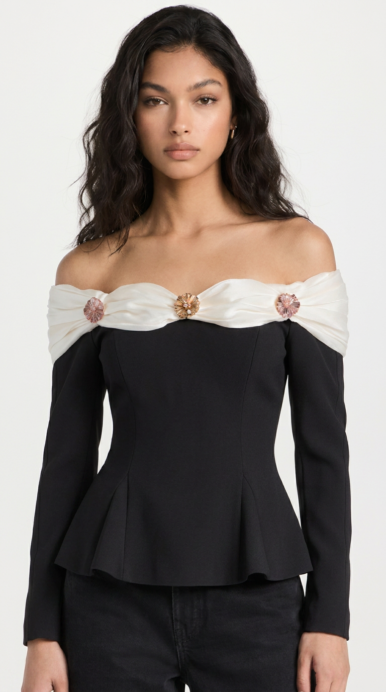 Arana - Sexy Ausschnitt Crop Top Schwarz