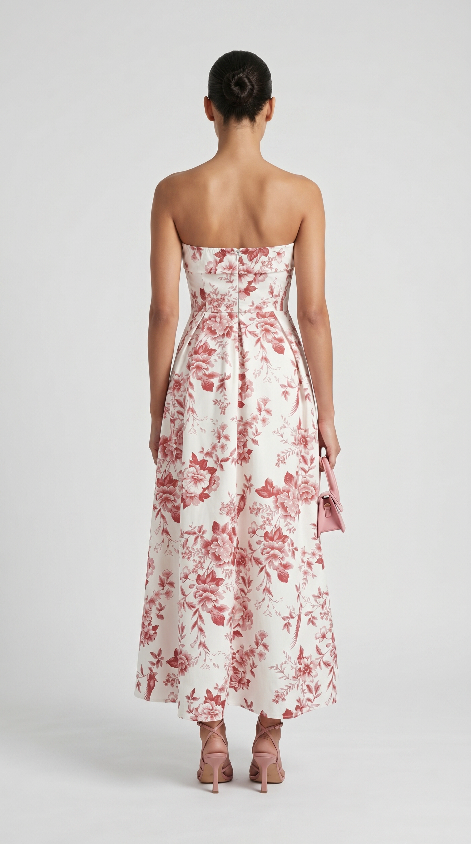 Marta - Strapless Toile de Jouy Midi Dress