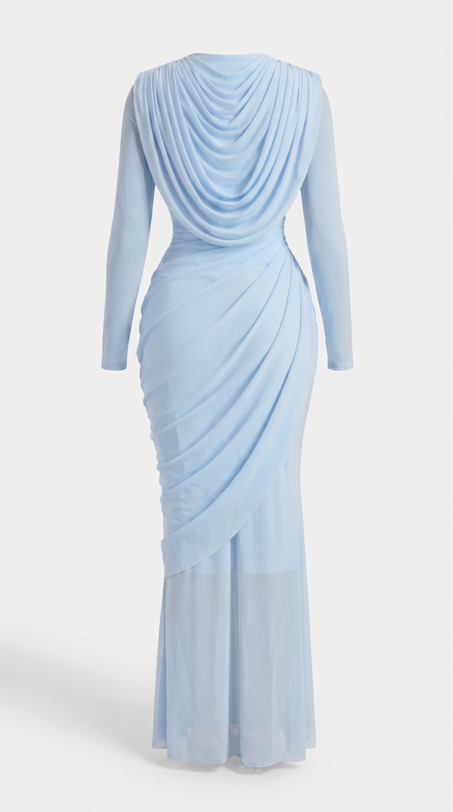 Cala - Draped Cowl-Neck Long-Sleeve Maxi Gown