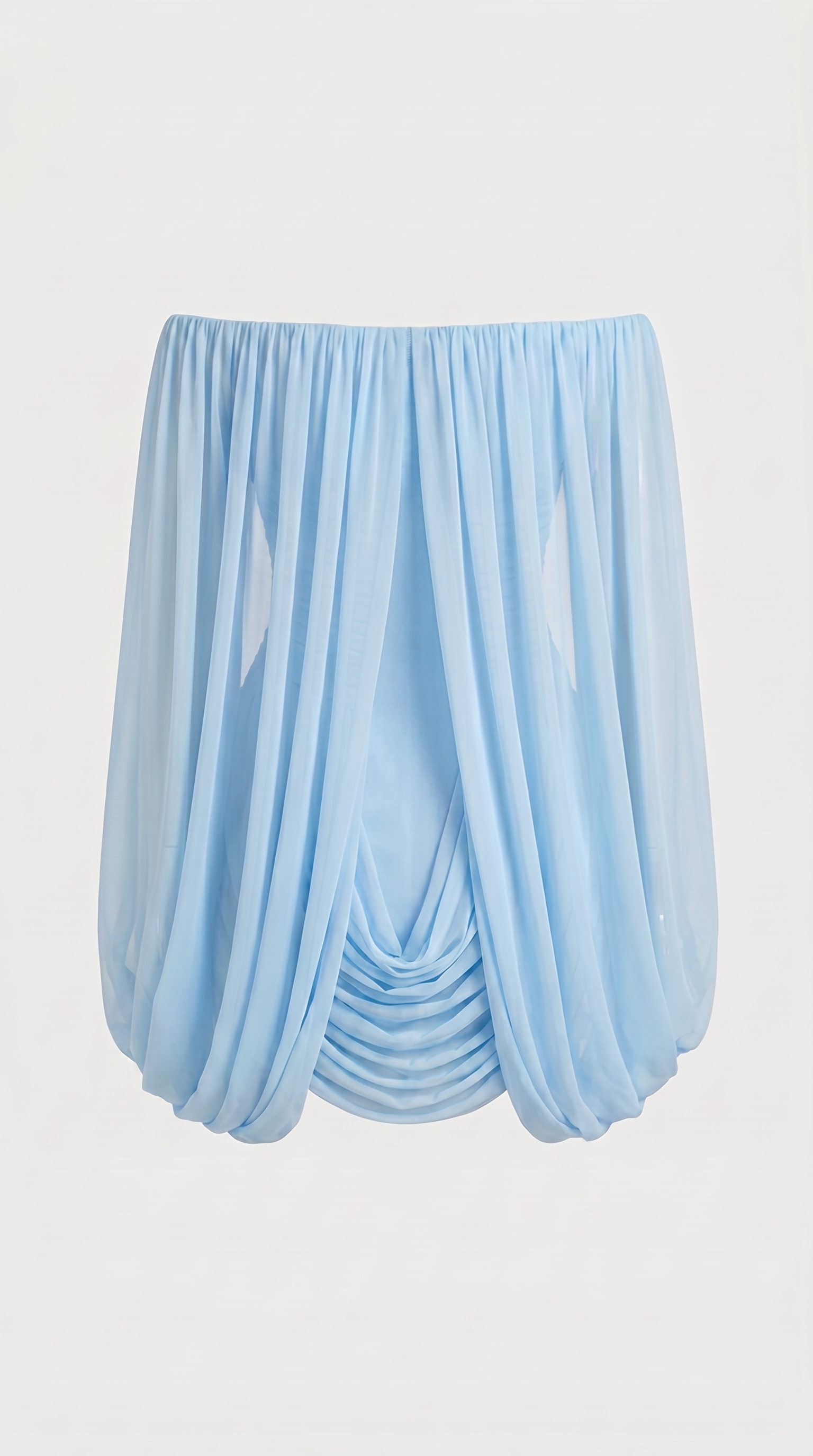 Nala - Off-the-Shoulder Draped Cape Mini Dress Blue