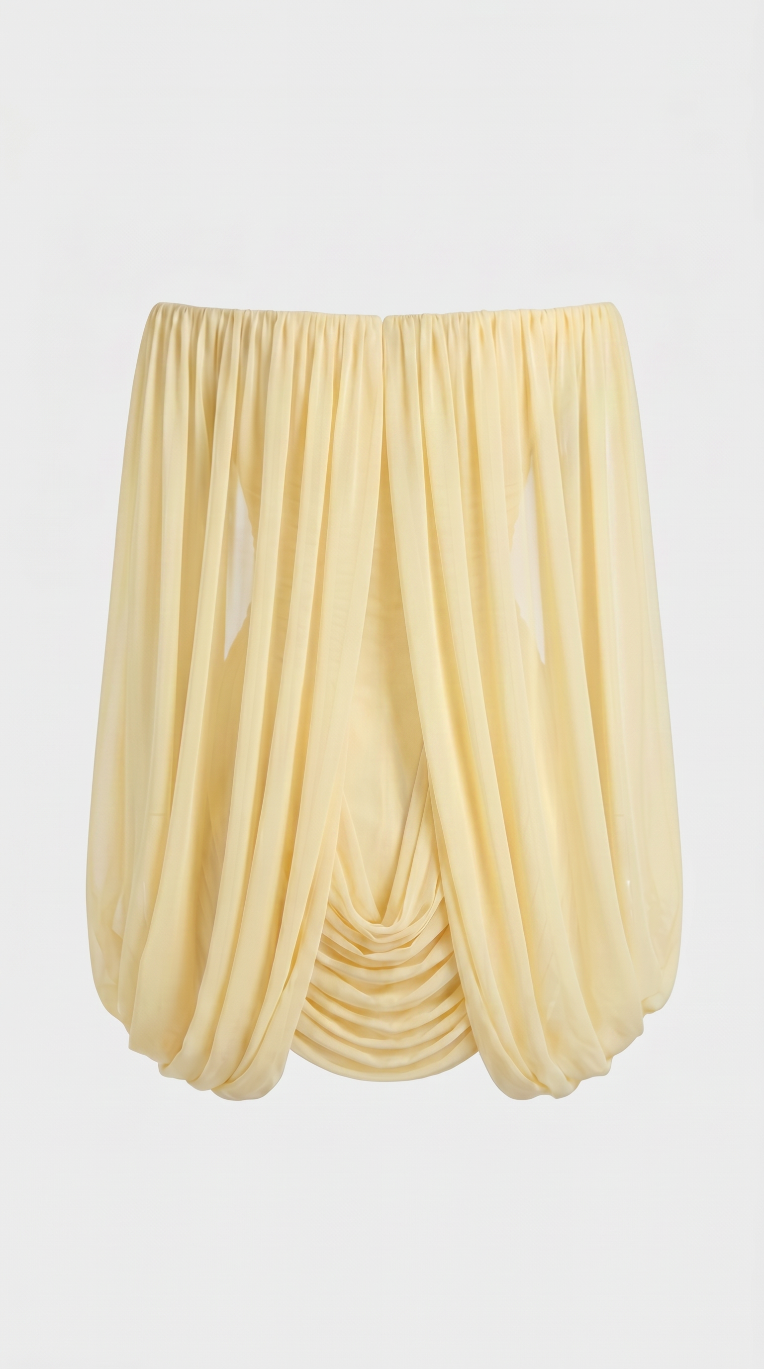 Nala - Off-the-Shoulder Draped Cape Mini Dress Yellow