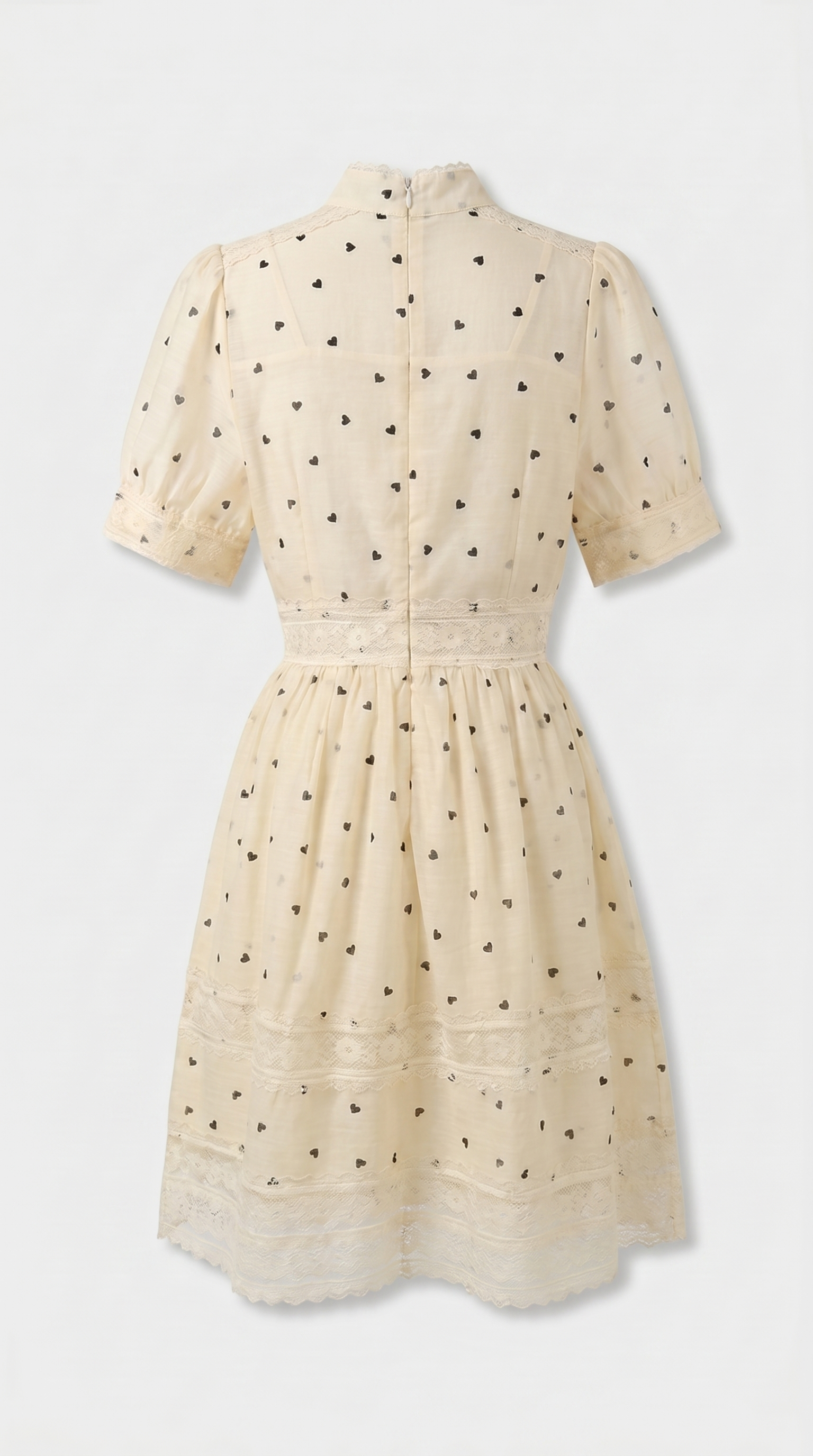 Lino - Lace-Trimmed Heart Mini Dress