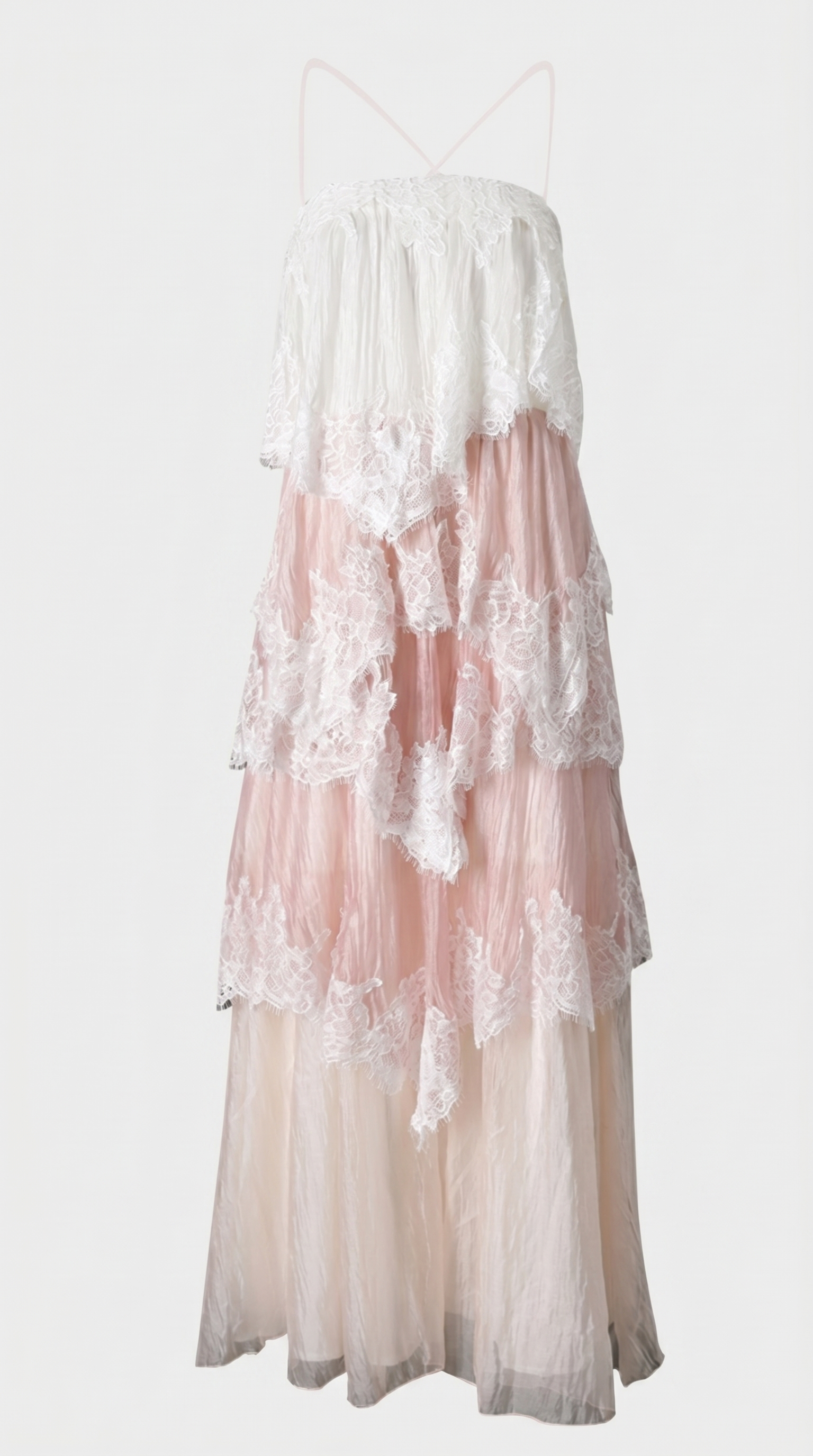 Luxa - Tiered Lace and Organza Maxi Gown