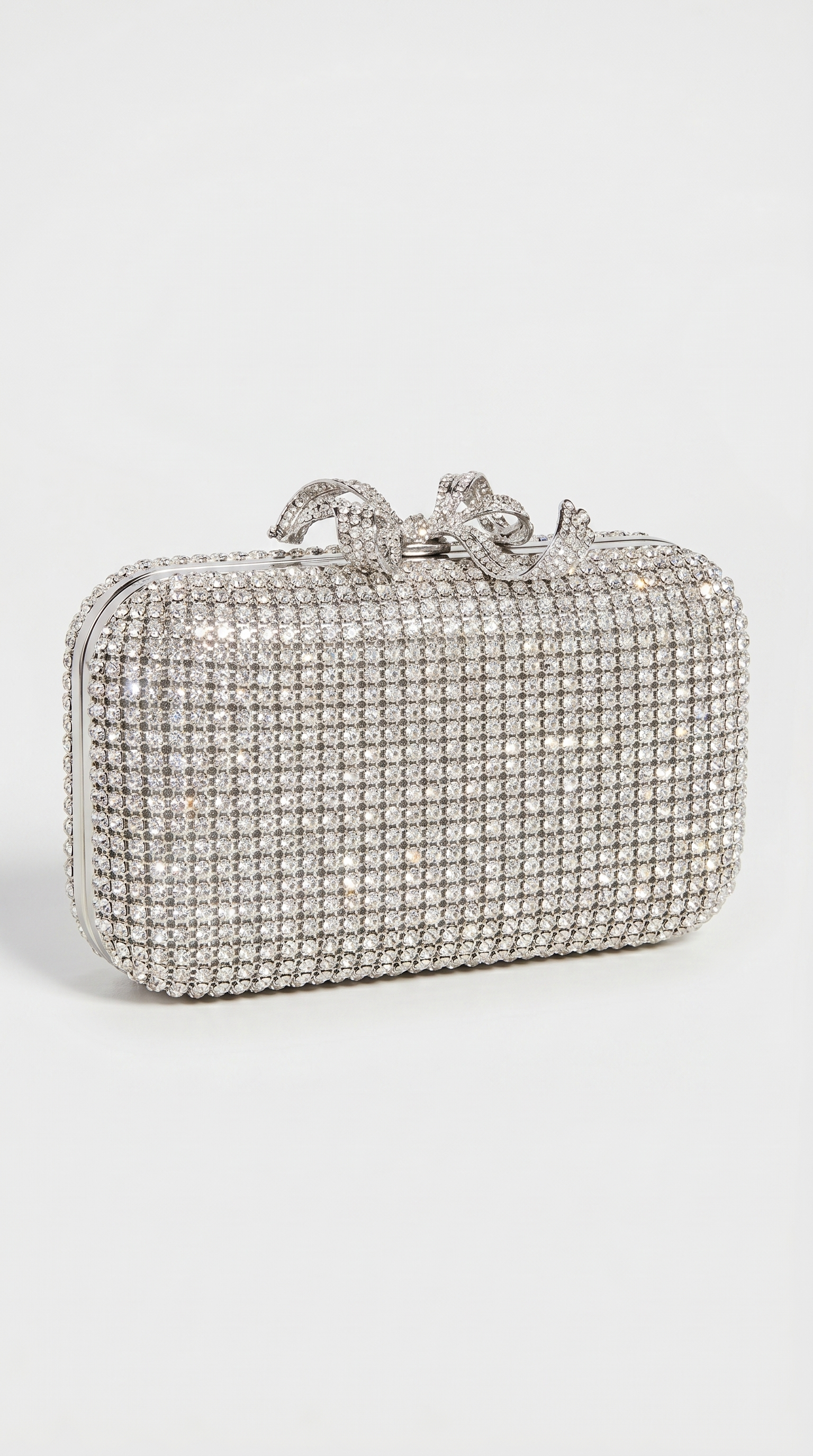 Thal - Crystal-Encrusted Bow Minaudière Clutch Sliver