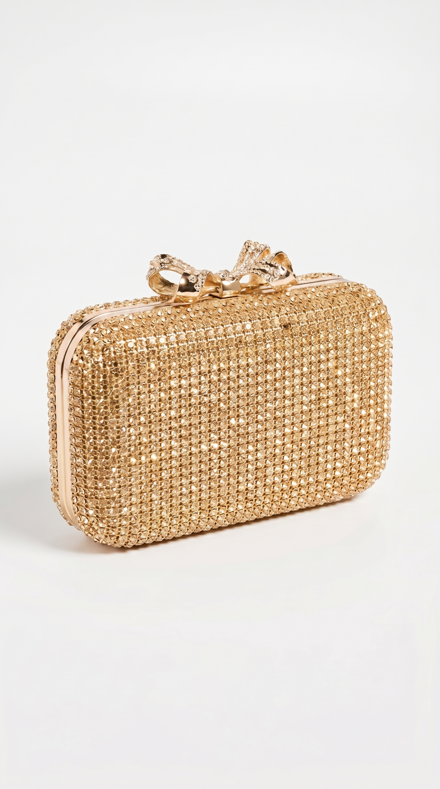 Thal - Crystal-Encrusted Bow Minaudière Clutch Gold