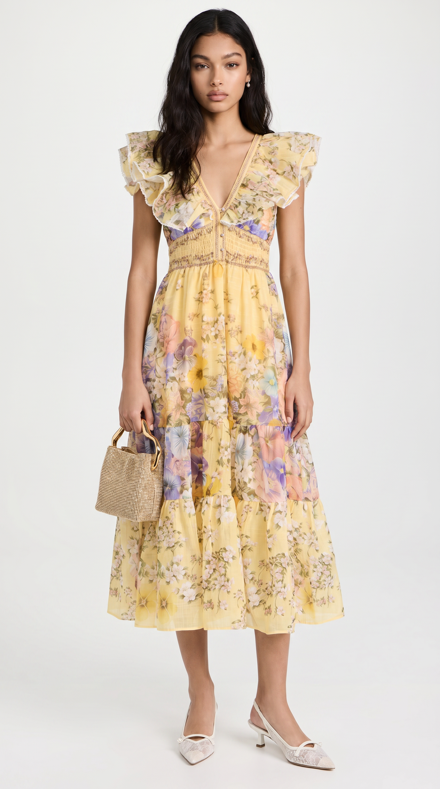 Natalia - Ruffled Tiered Floral Midi Dress