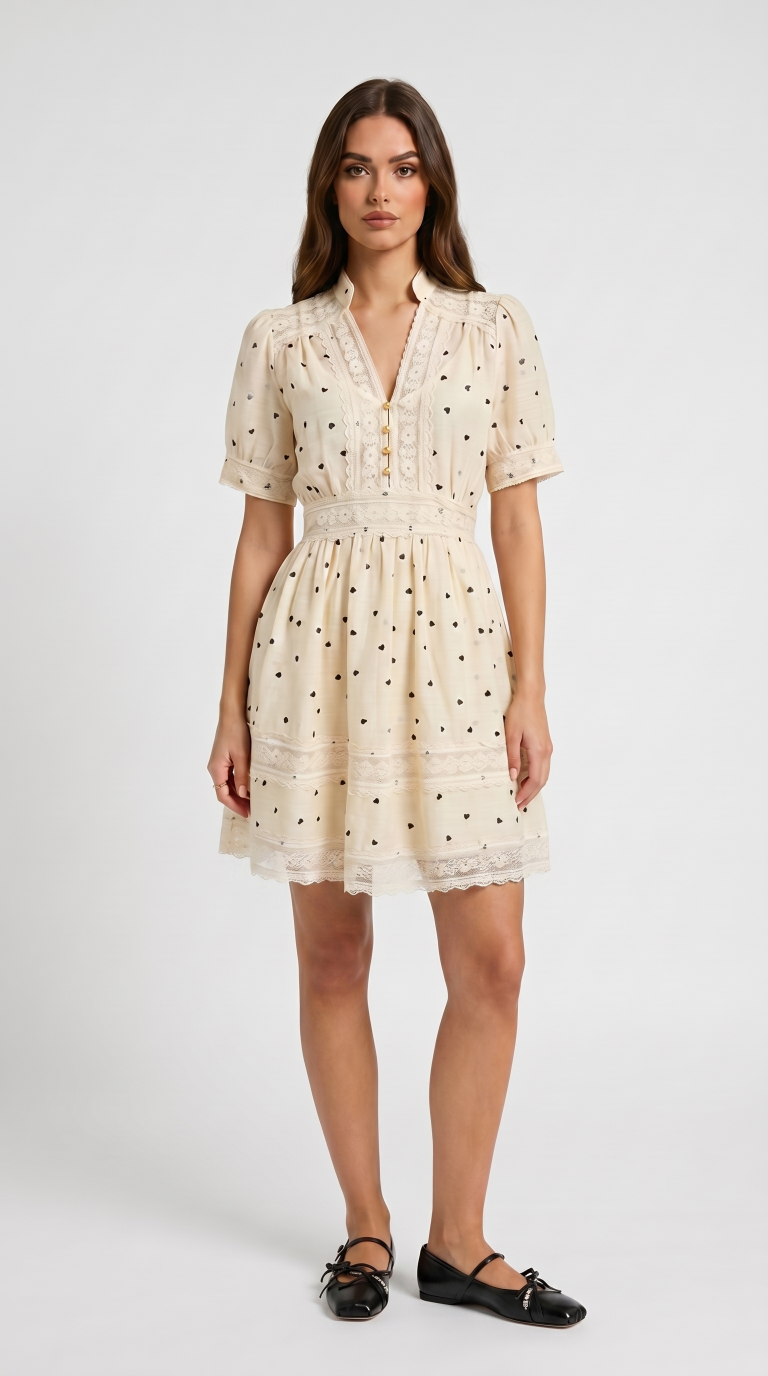 Lino - Lace-Trimmed Heart Mini Dress