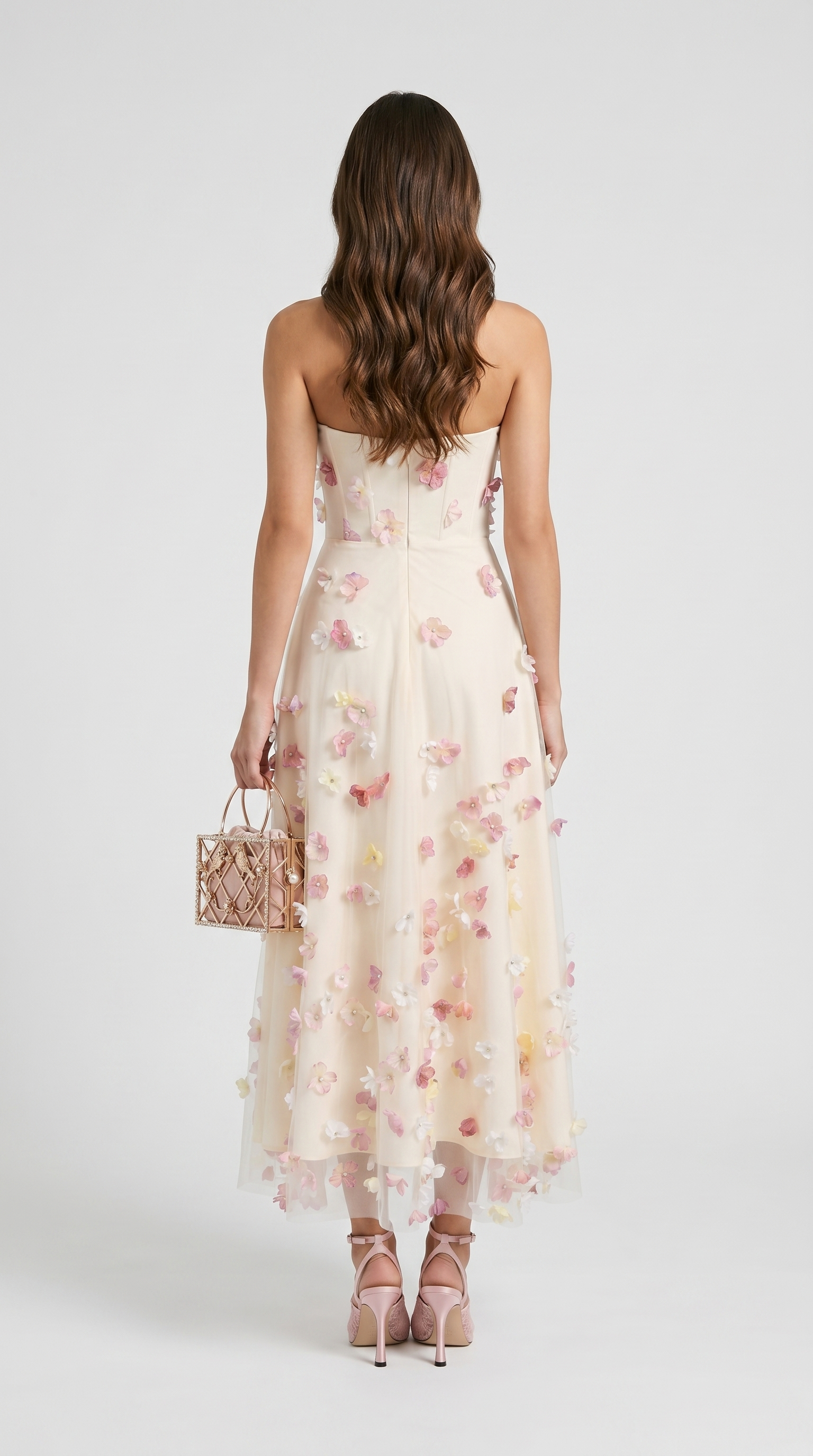 Zora - Strapless 3D Floral Tulle Maxi Gown