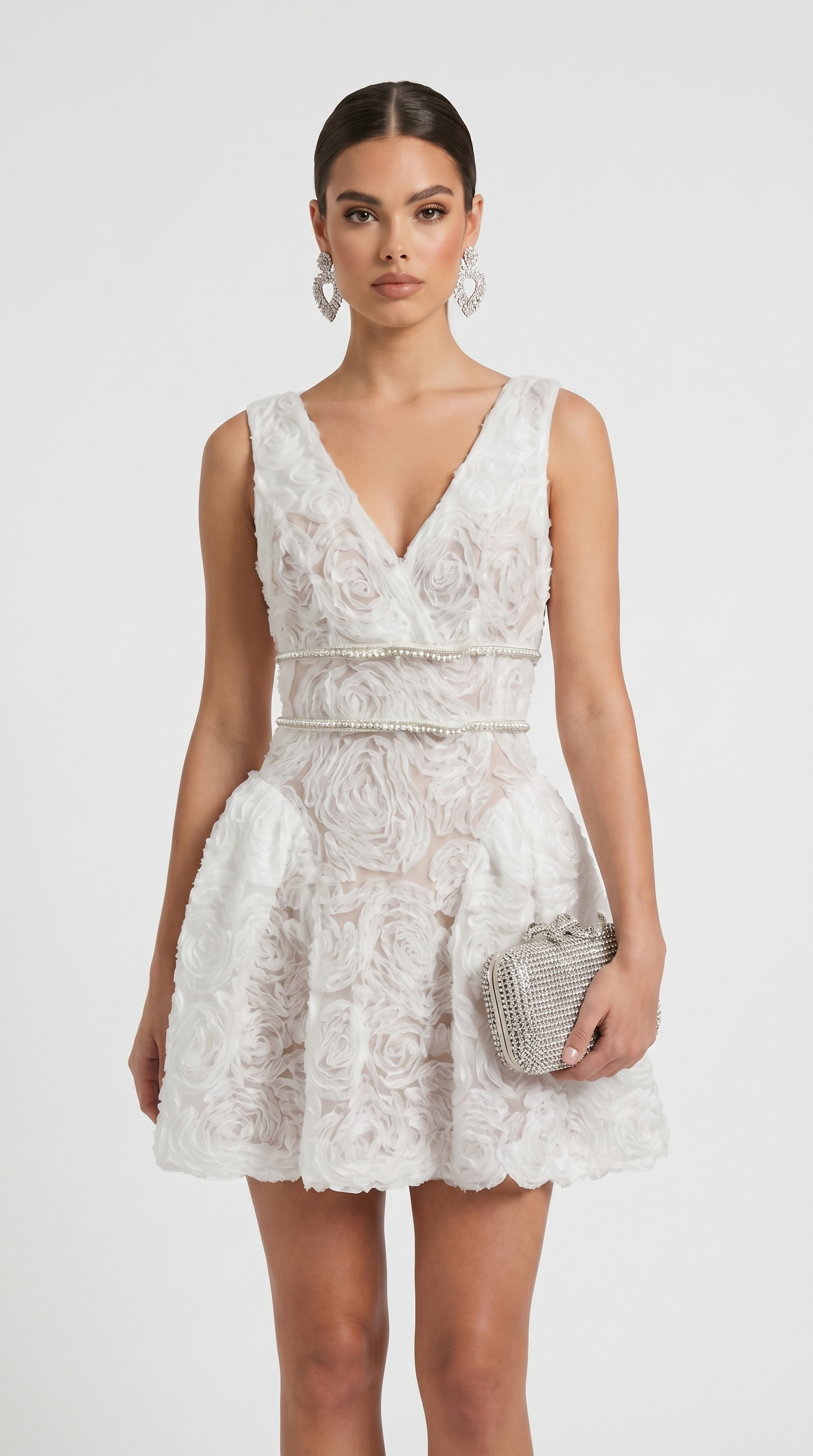 Brio - Structural Rosette Tiered Mini Dress