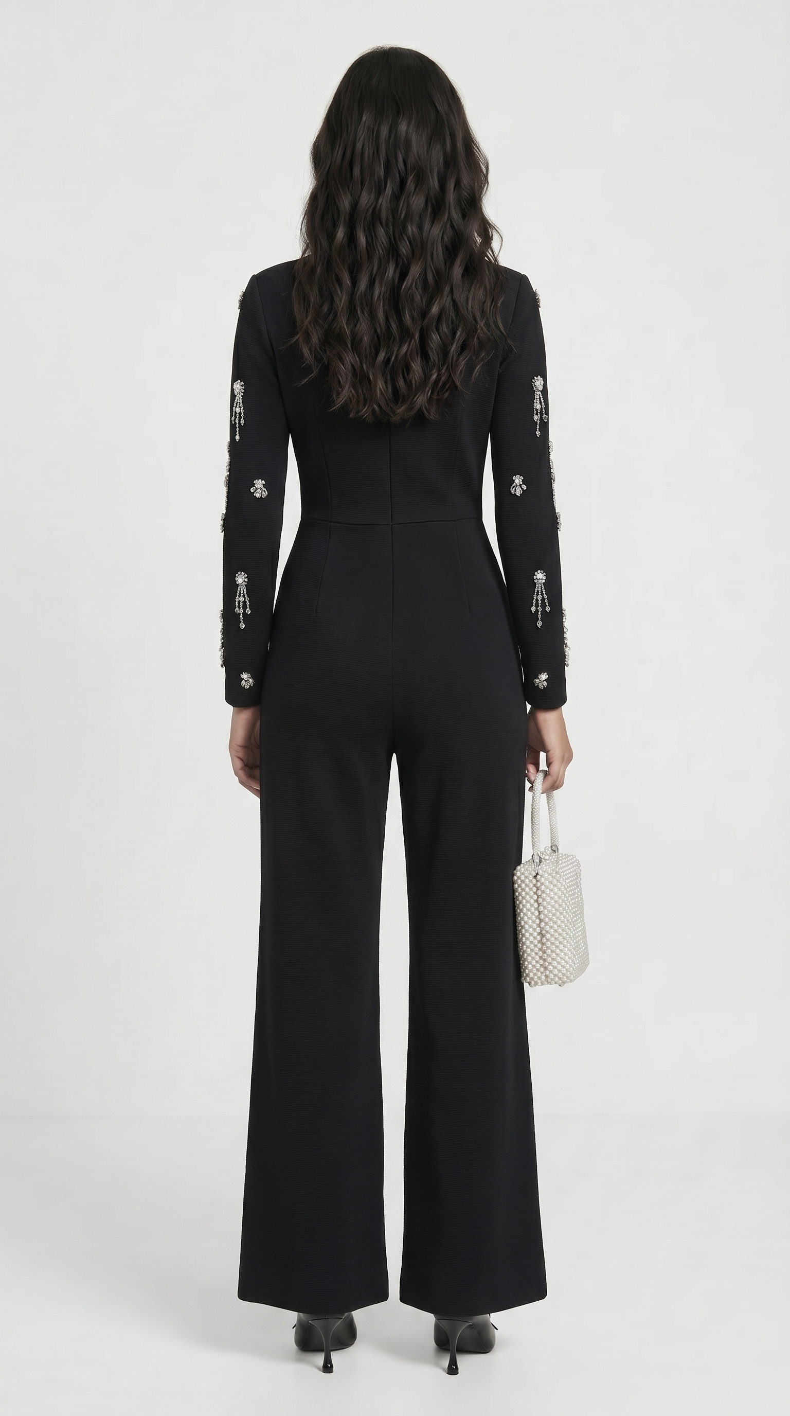 Zeri - Kristallverziertes Samt-Jumpsuit mit weitem Bein