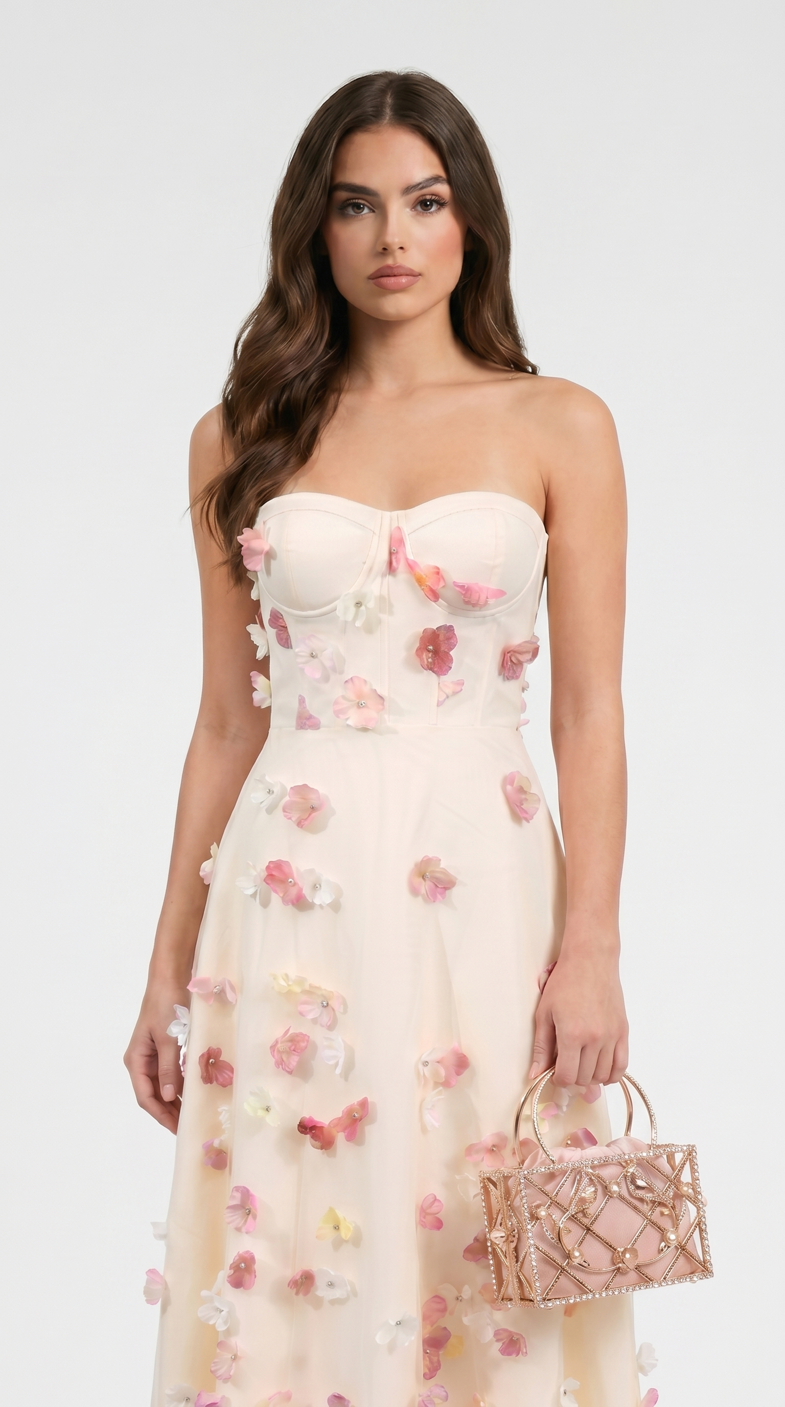 Zora - Strapless 3D Floral Tulle Maxi Gown