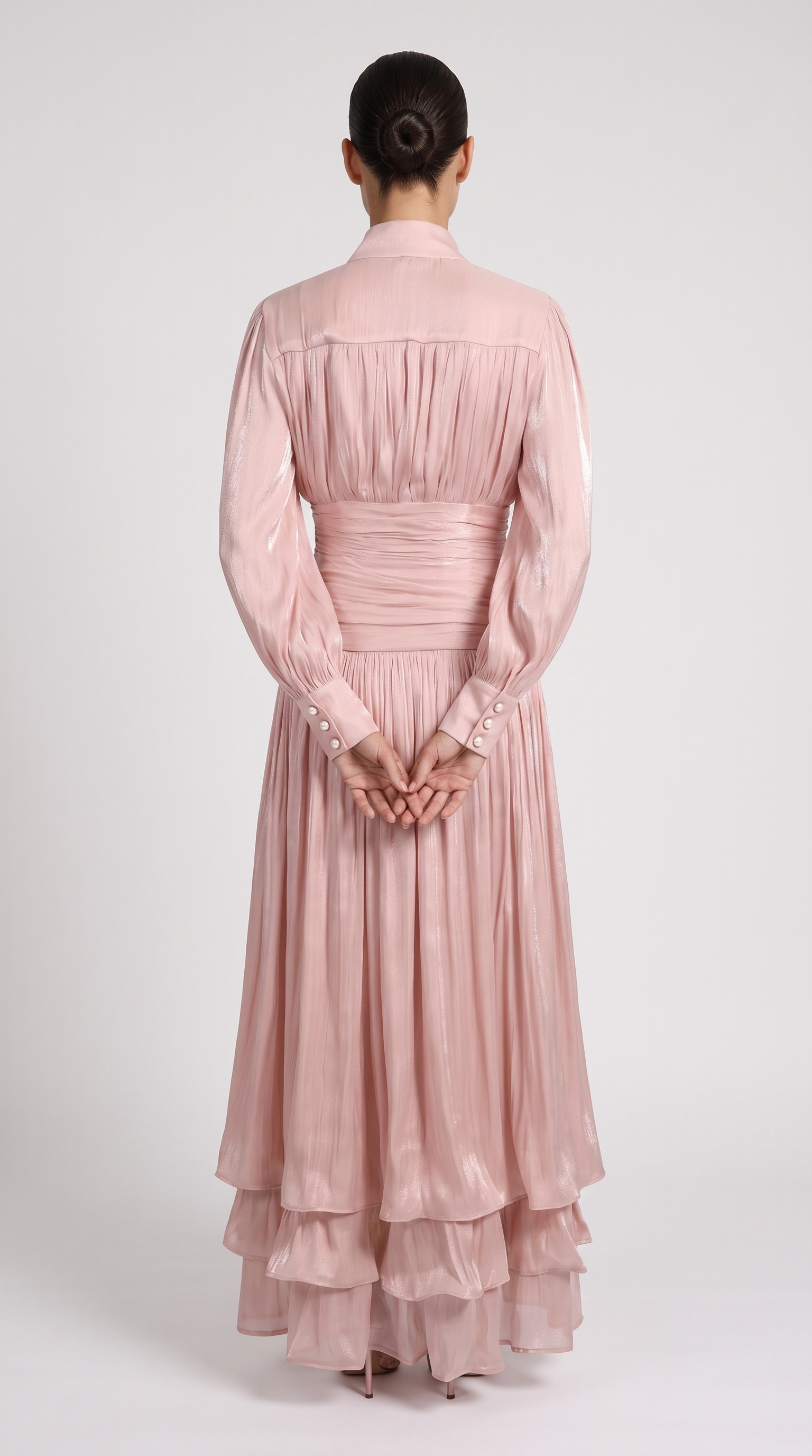 Sandra - Plissiertes Maxikleid mit gerafftem Rollkragen