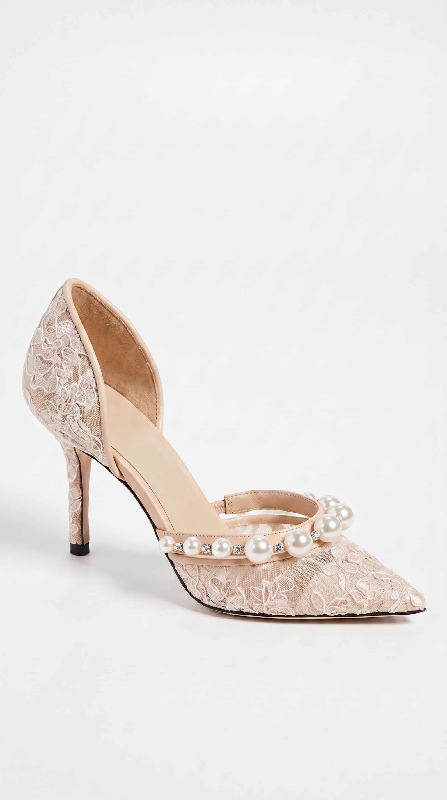 Astor - Pearl-Embellished Lace d'Orsay Pump