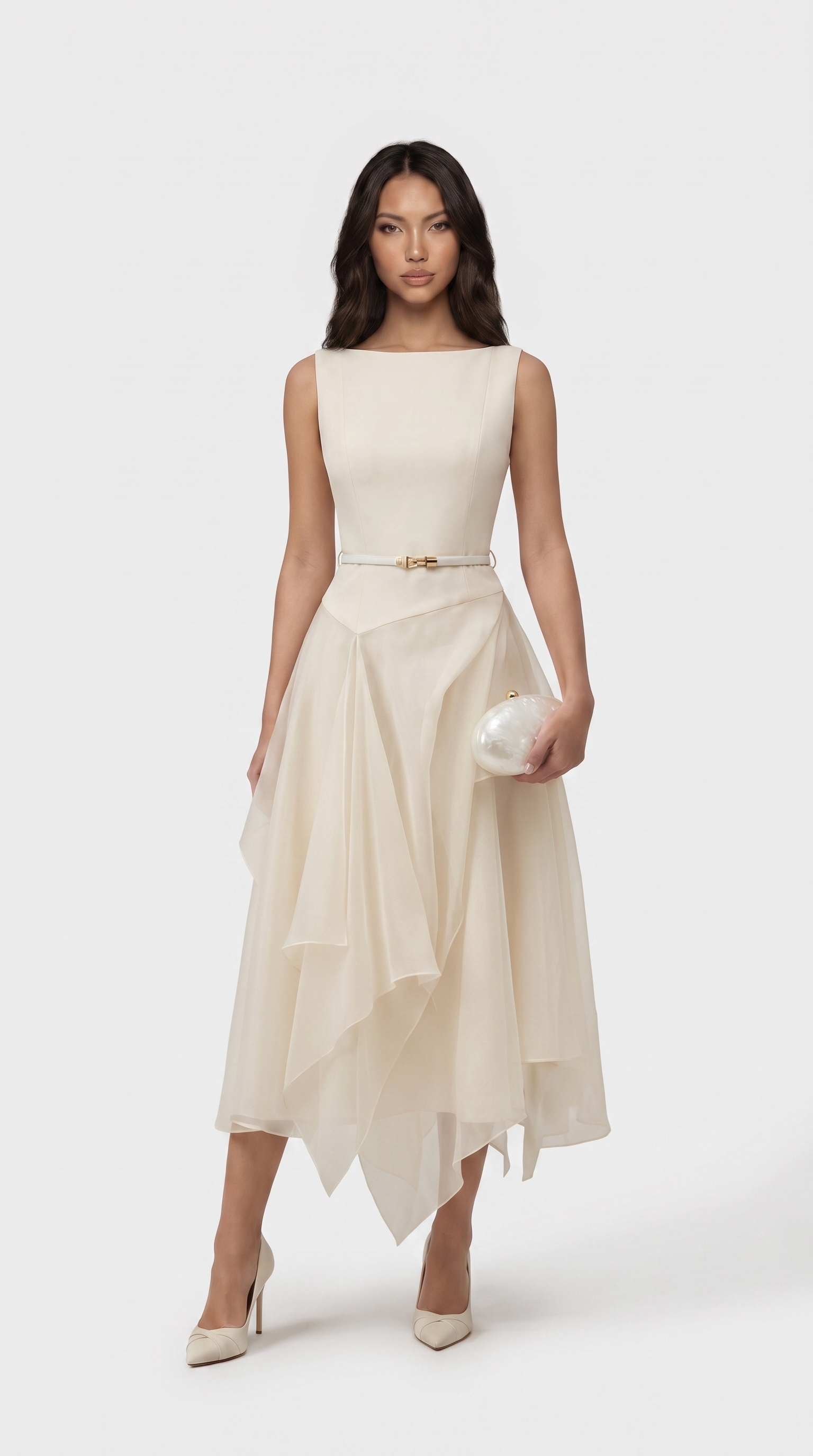 Kora - Rückenfreies Gaze-Cape-Kleid