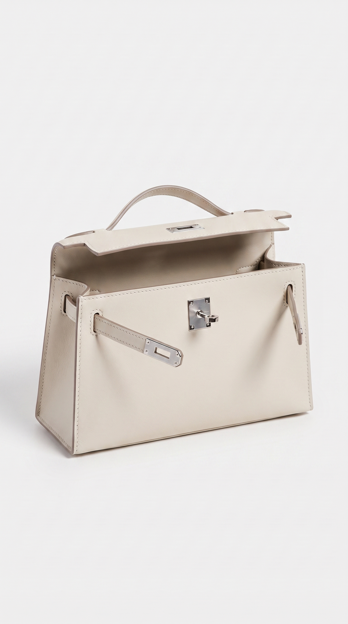 Sofi - Structured Leather Turn-Lock Handle Bag White